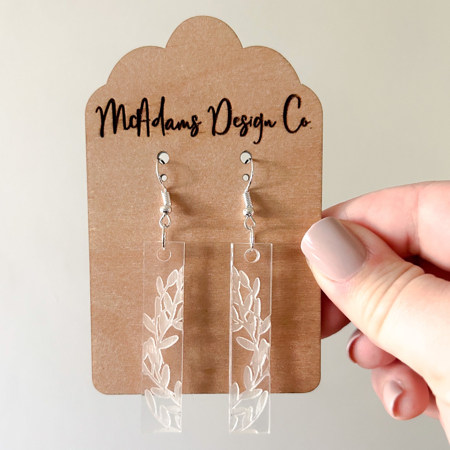 Engraved Leafy Acrylic Earrings