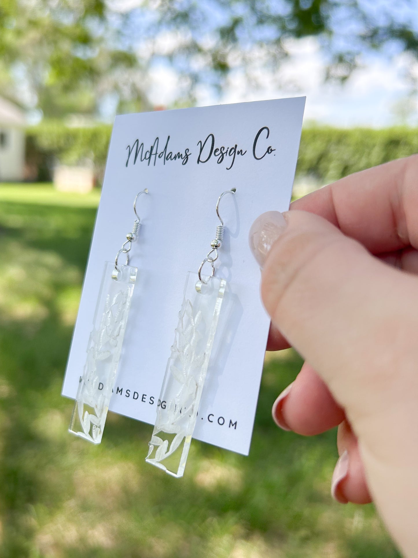 Engraved Leafy Acrylic Earrings