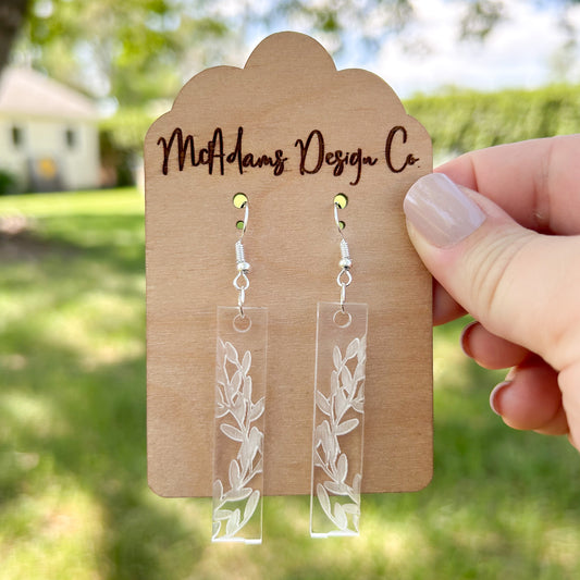 Engraved Leafy Acrylic Earrings