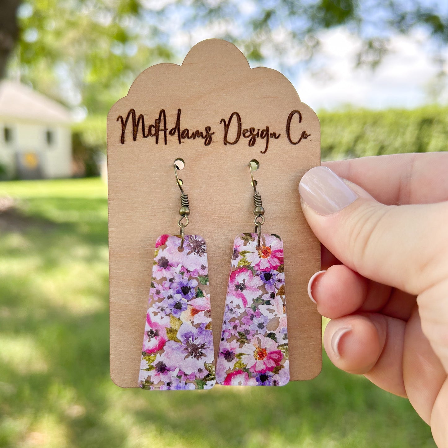 Watercolor Floral Acrylic Earrings