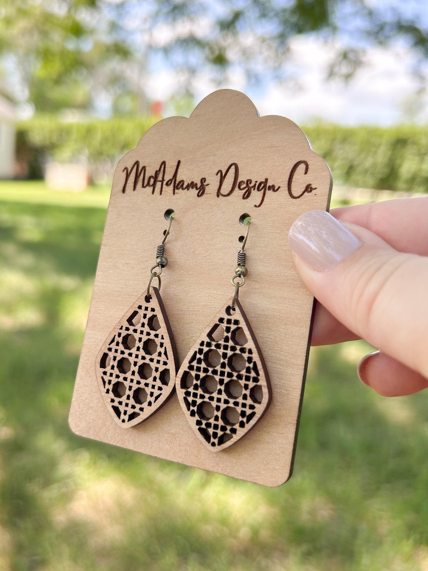 Rattan Cuttout Wooden Earrings