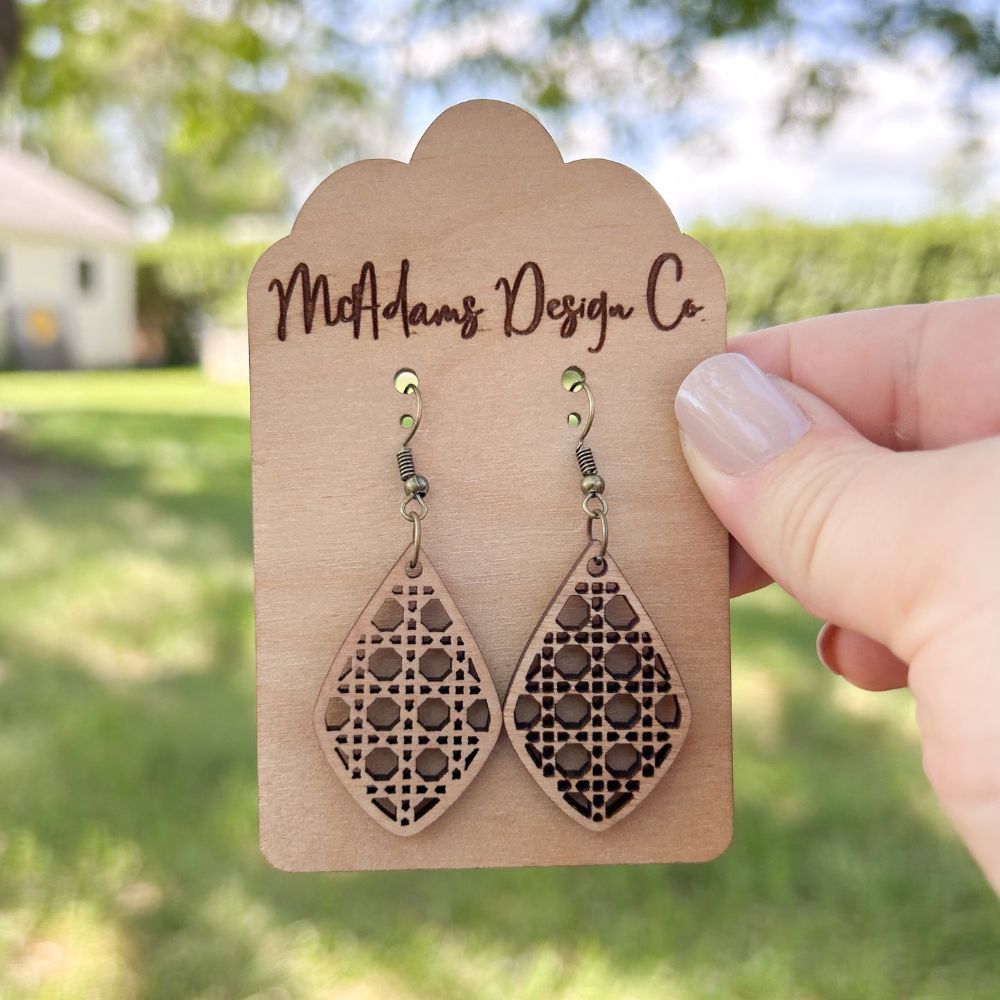 Rattan Cuttout Wooden Earrings