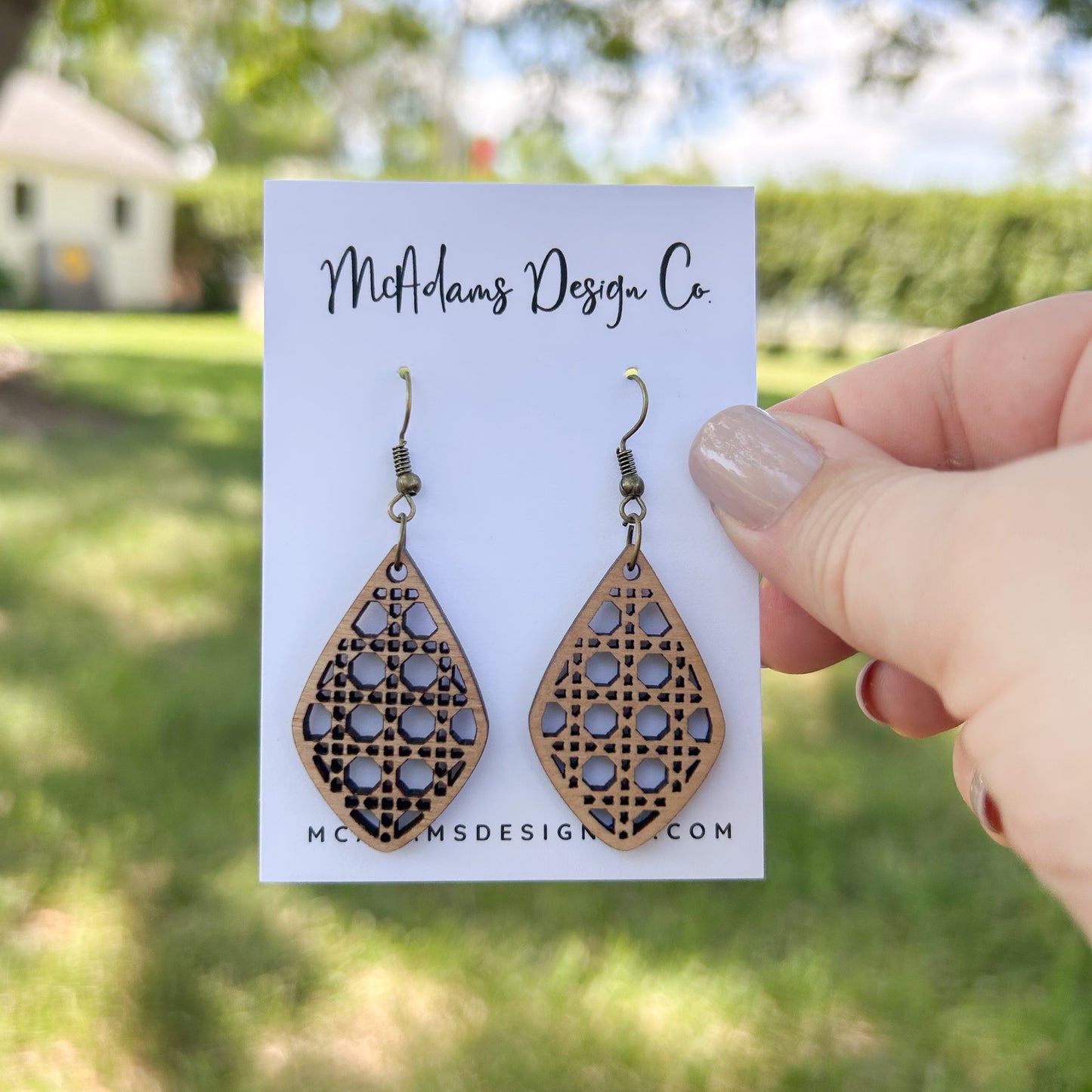 Rattan Cuttout Wooden Earrings