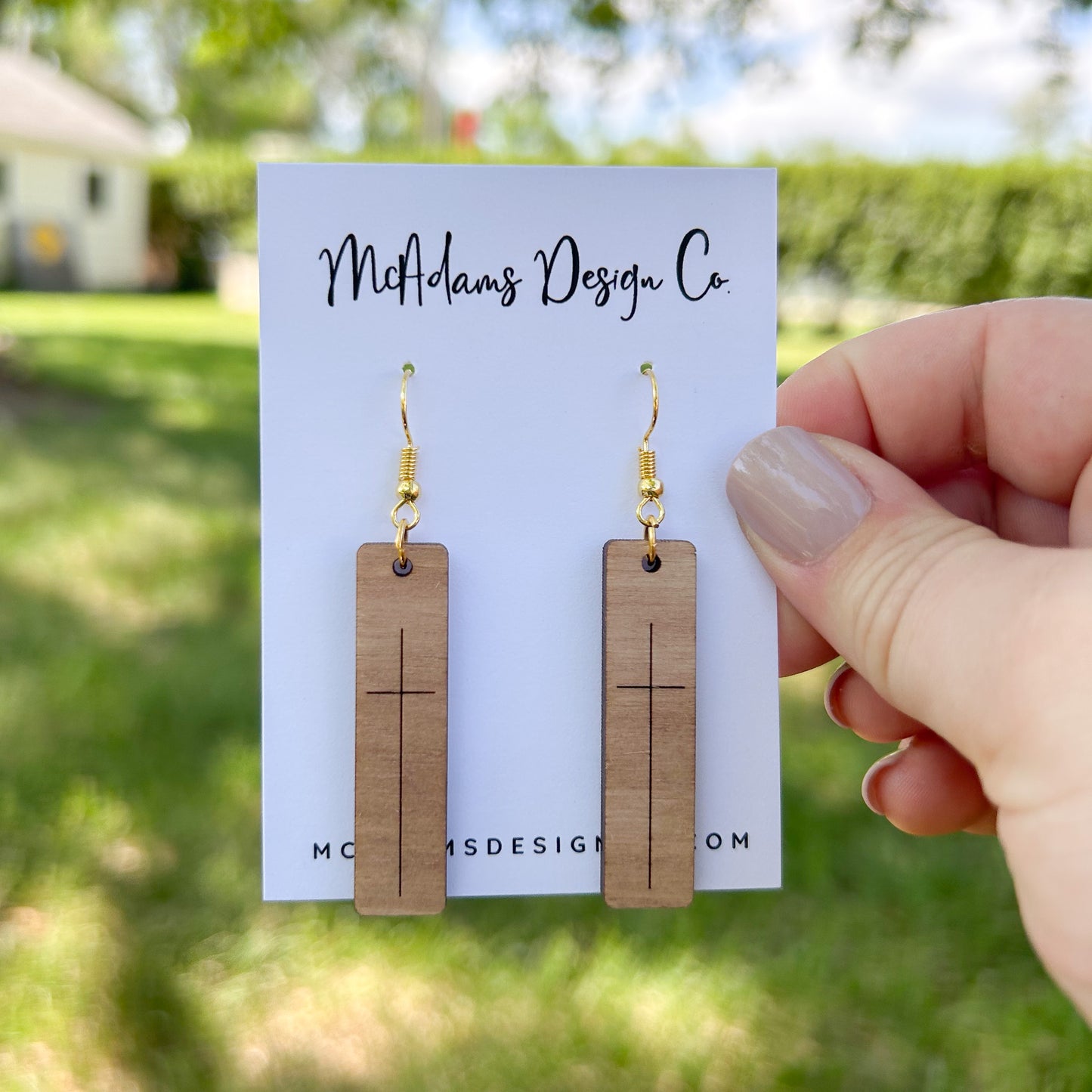 Simple Cross Bar Wooden Earrings