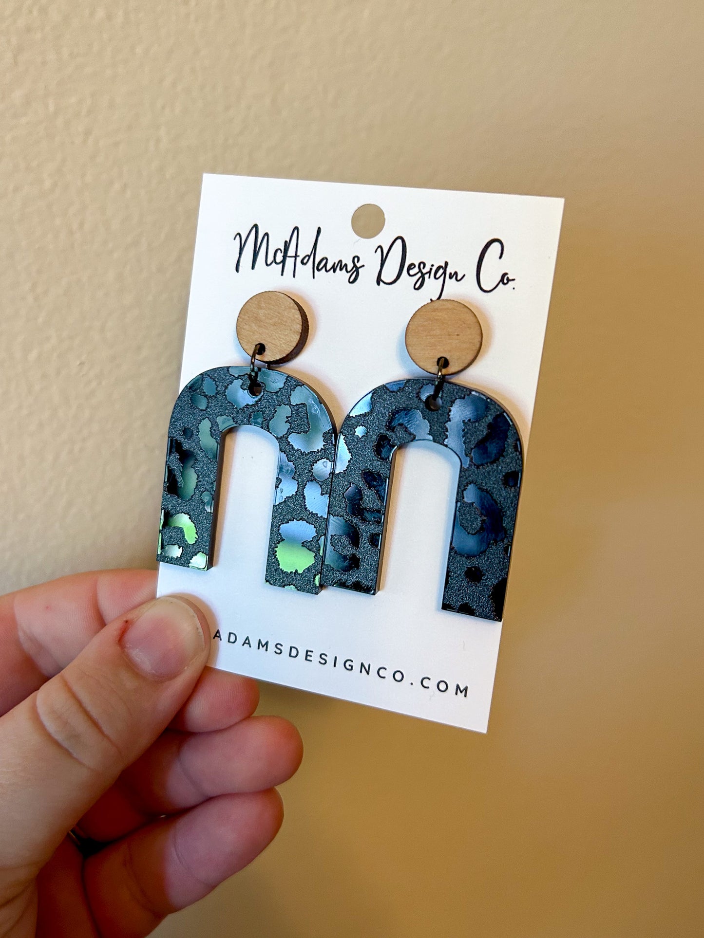 Wood & Blacked Out Cheetah Acrylic Earrings