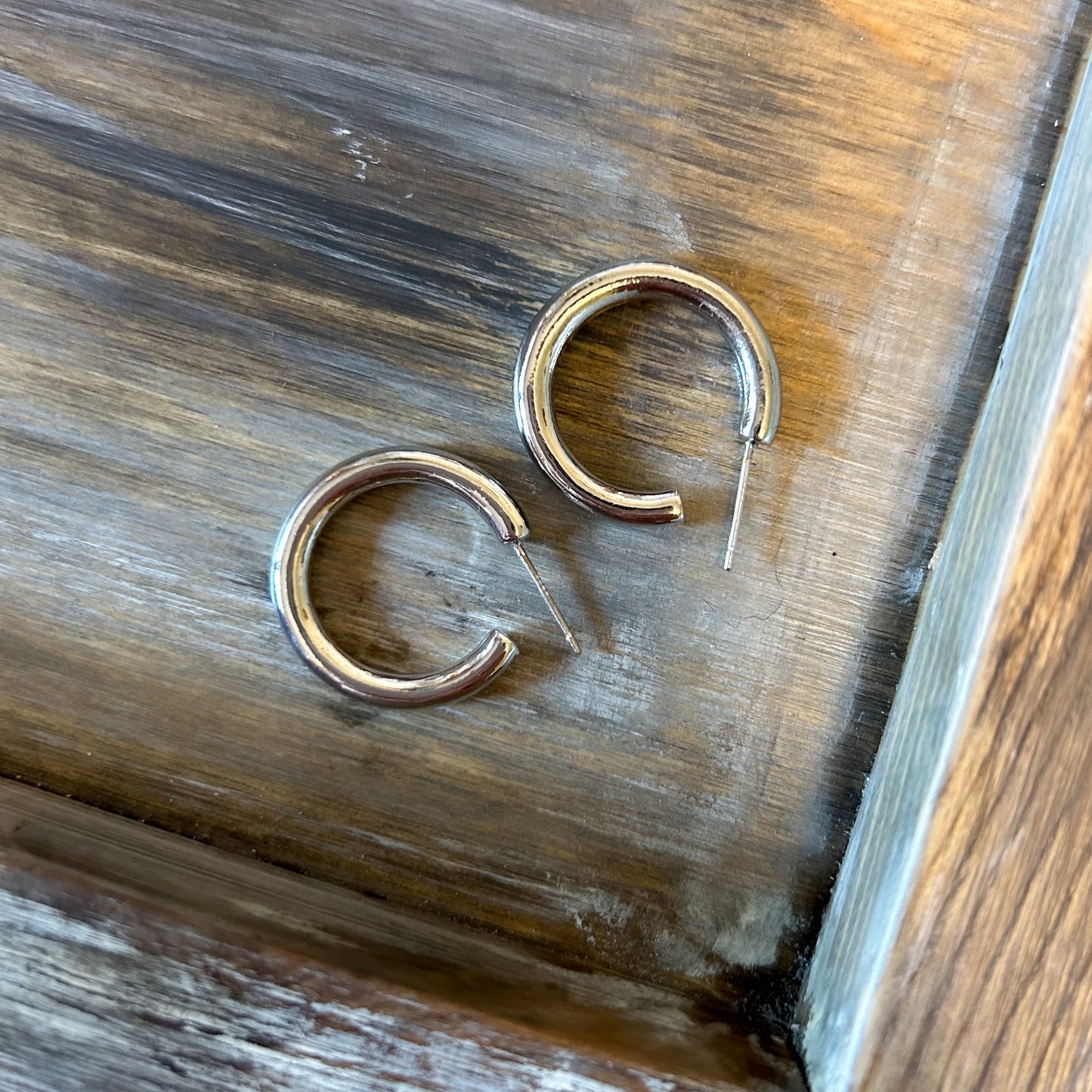 Chunky Silver Hoops Earrings