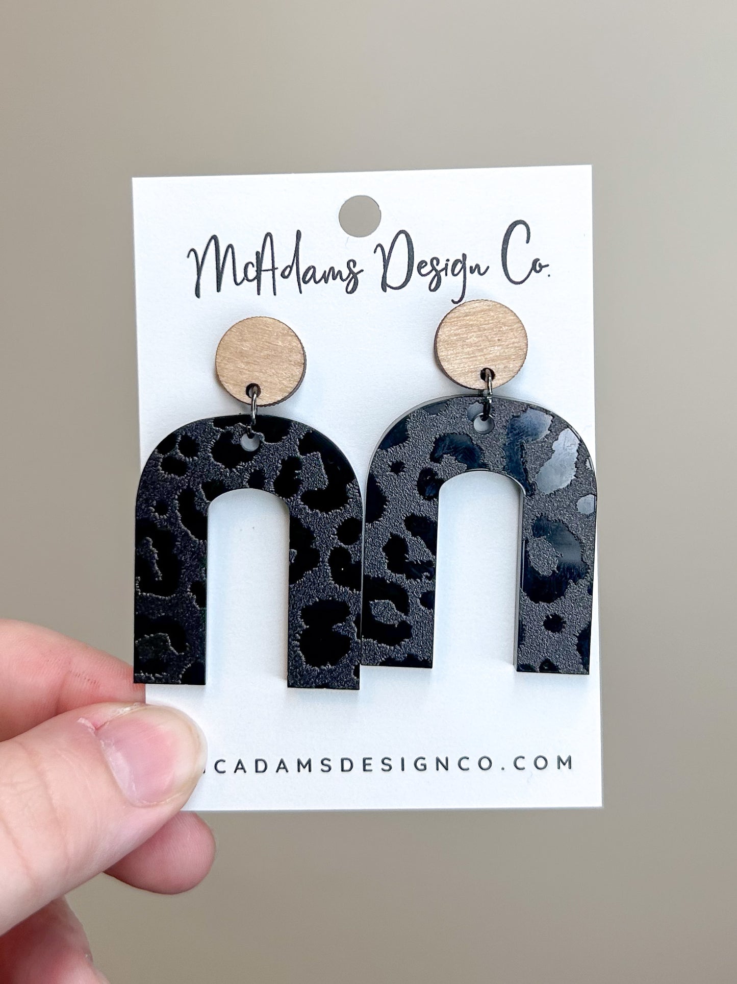 Wood & Blacked Out Cheetah Acrylic Earrings