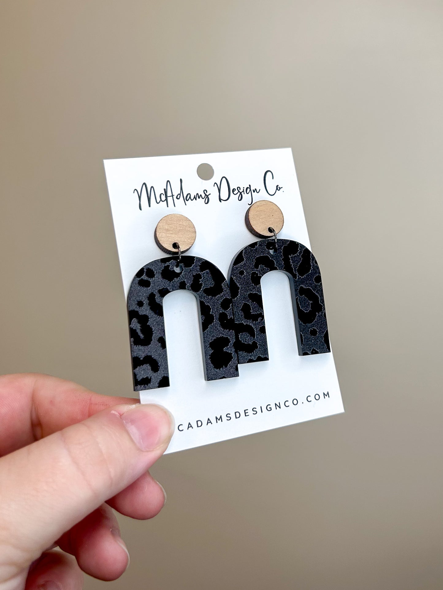 Wood & Blacked Out Cheetah Acrylic Earrings