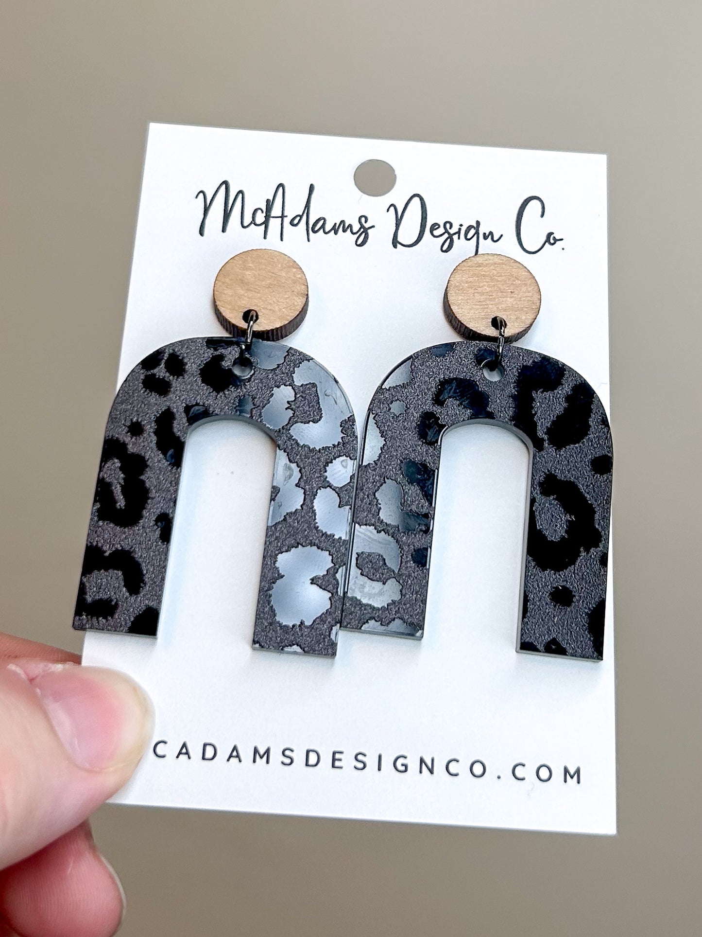 Wood & Blacked Out Cheetah Acrylic Earrings