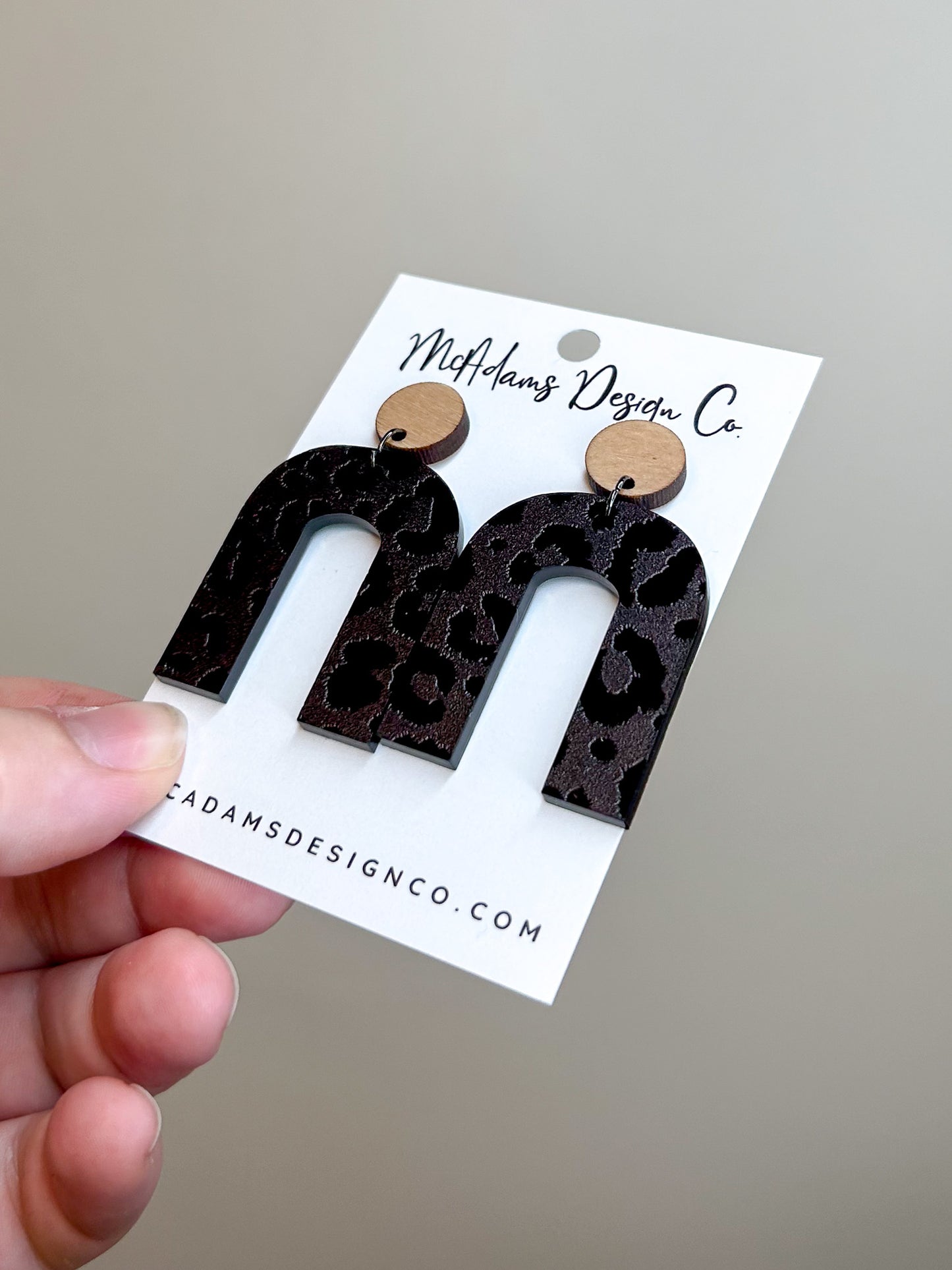 Wood & Blacked Out Cheetah Acrylic Earrings
