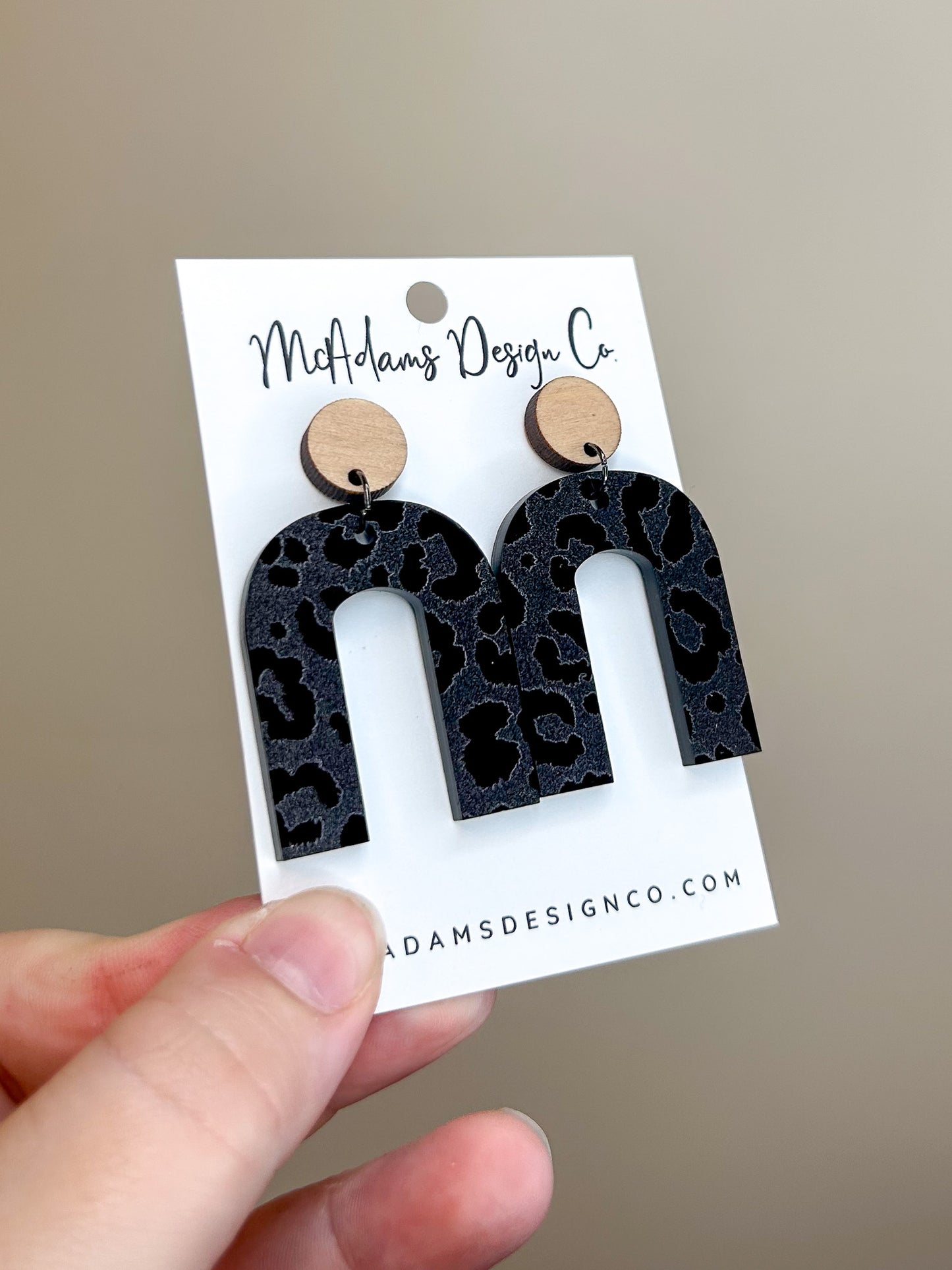 Wood & Blacked Out Cheetah Acrylic Earrings