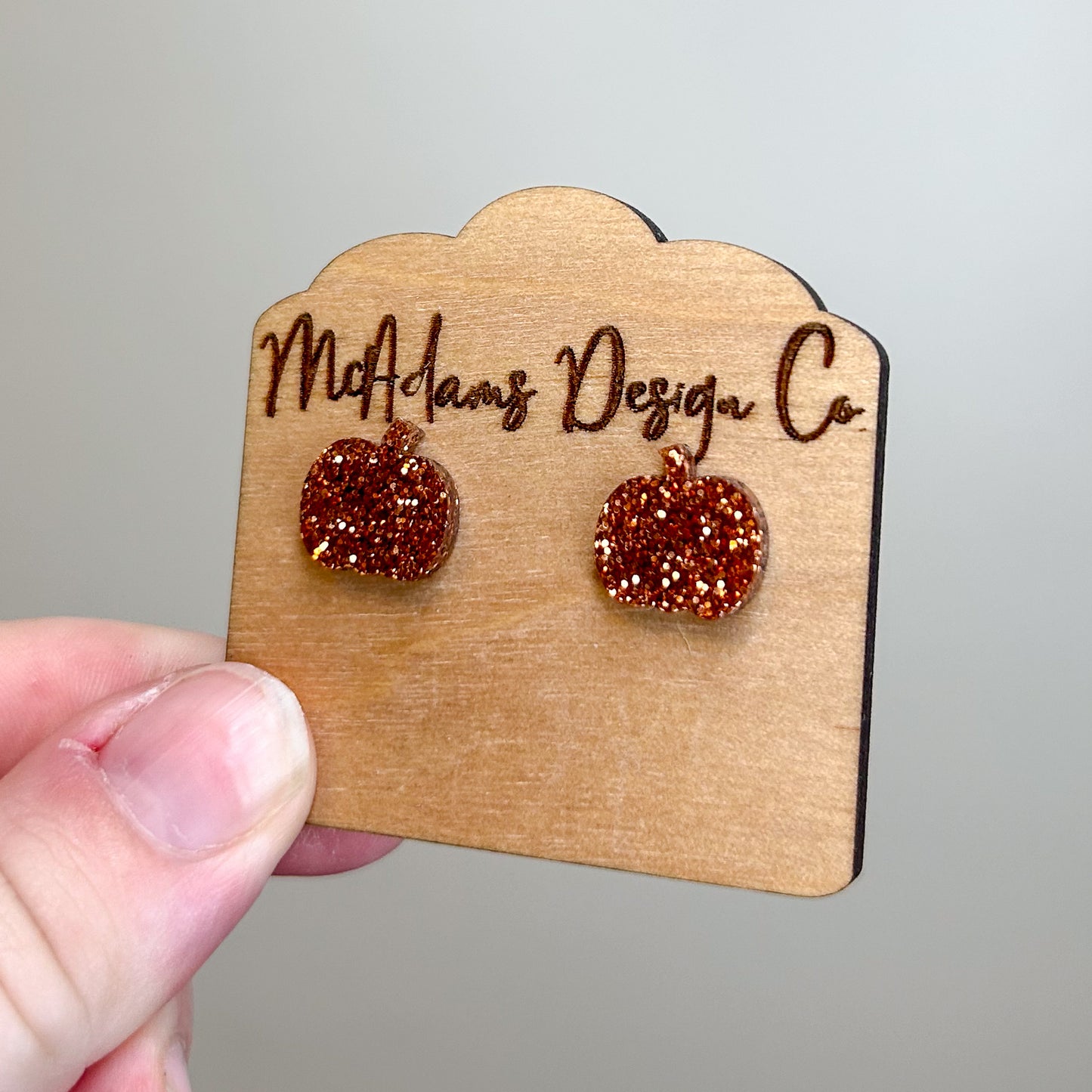 Orange Glitter Pumpkin Acrylic Studs
