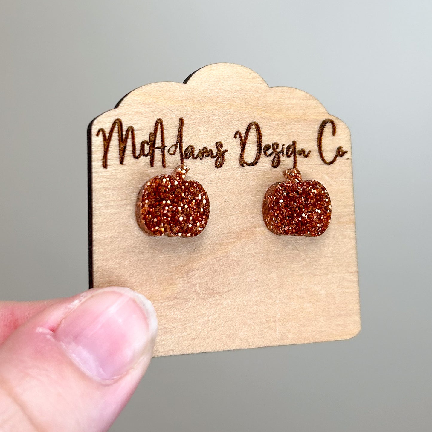 Orange Glitter Pumpkin Acrylic Studs