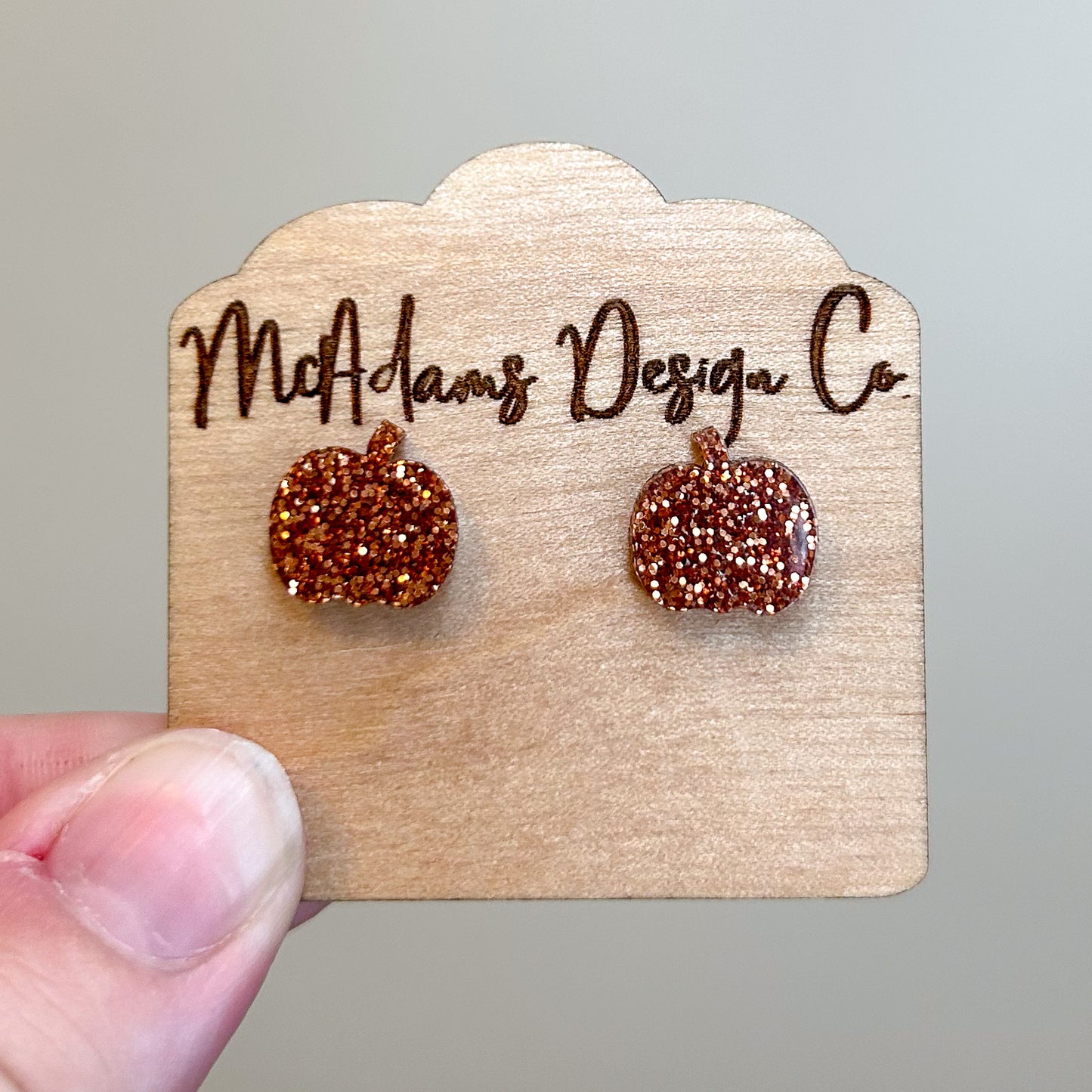 Orange Glitter Pumpkin Acrylic Studs