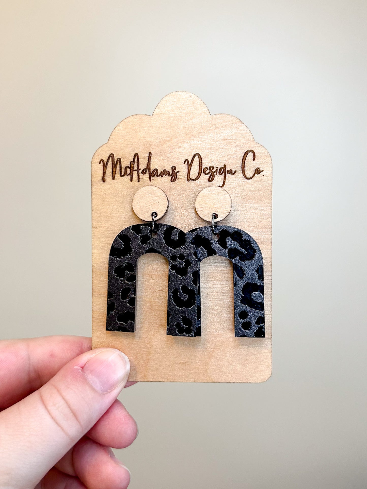 Wood & Blacked Out Cheetah Acrylic Earrings