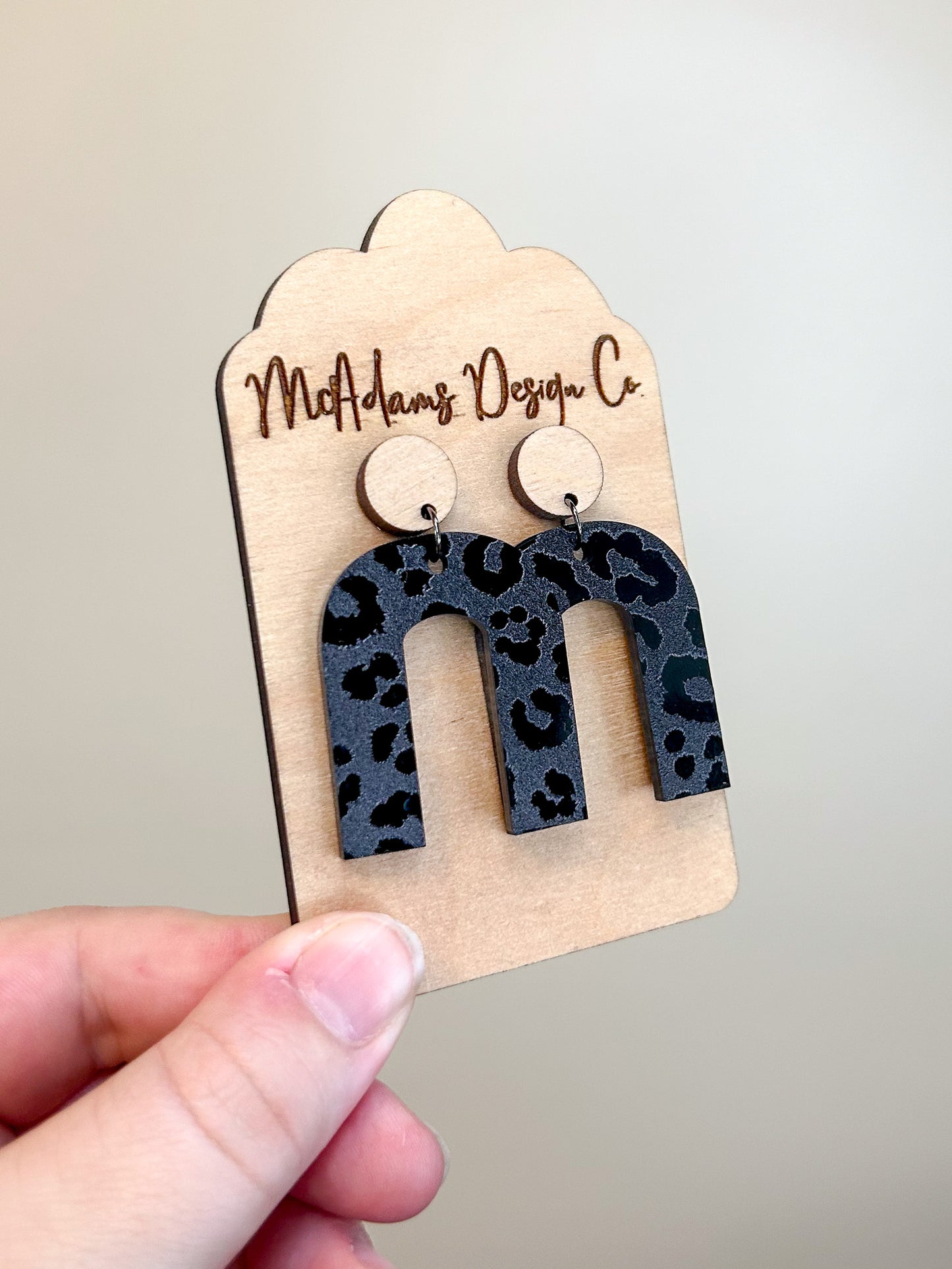 Wood & Blacked Out Cheetah Acrylic Earrings