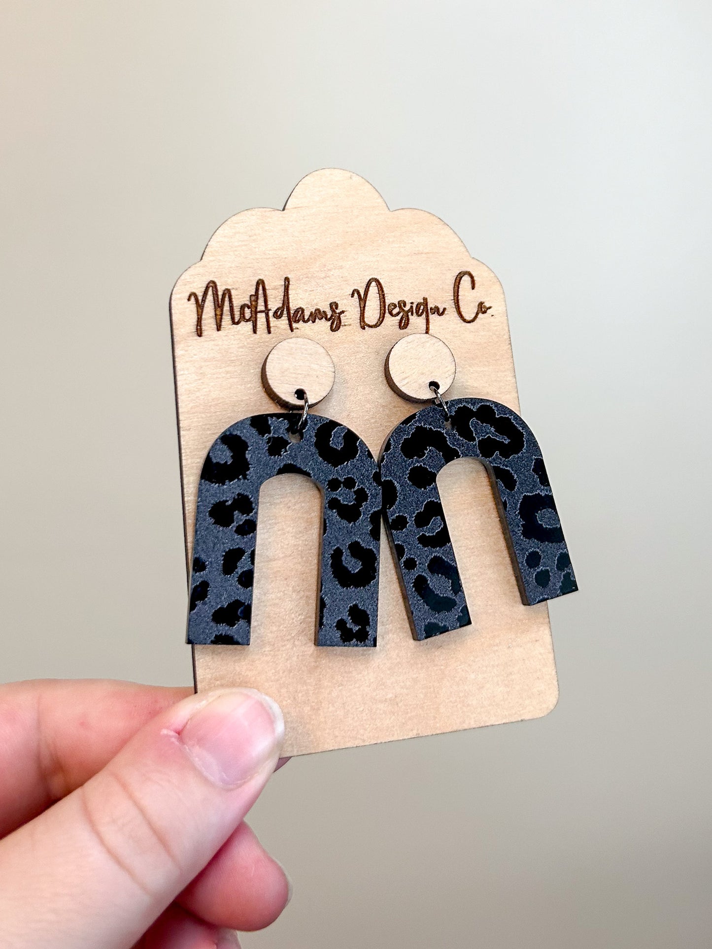Wood & Blacked Out Cheetah Acrylic Earrings