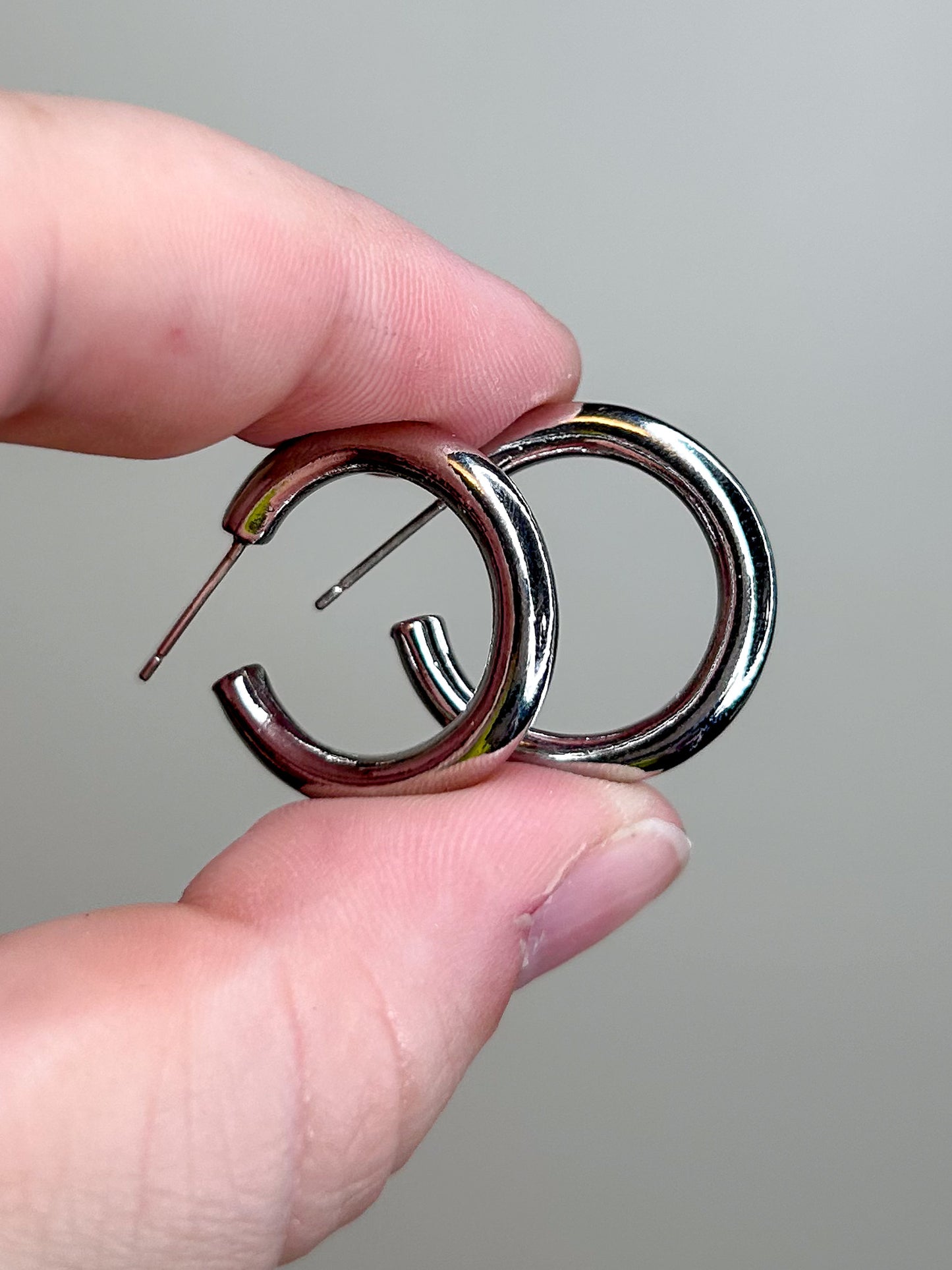 Chunky Silver Hoops Earrings