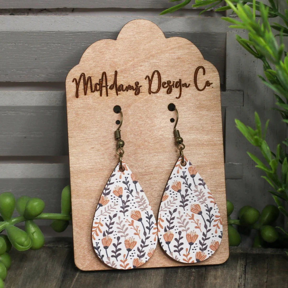 Wooden Microfloral Earrings (5 Pairs)