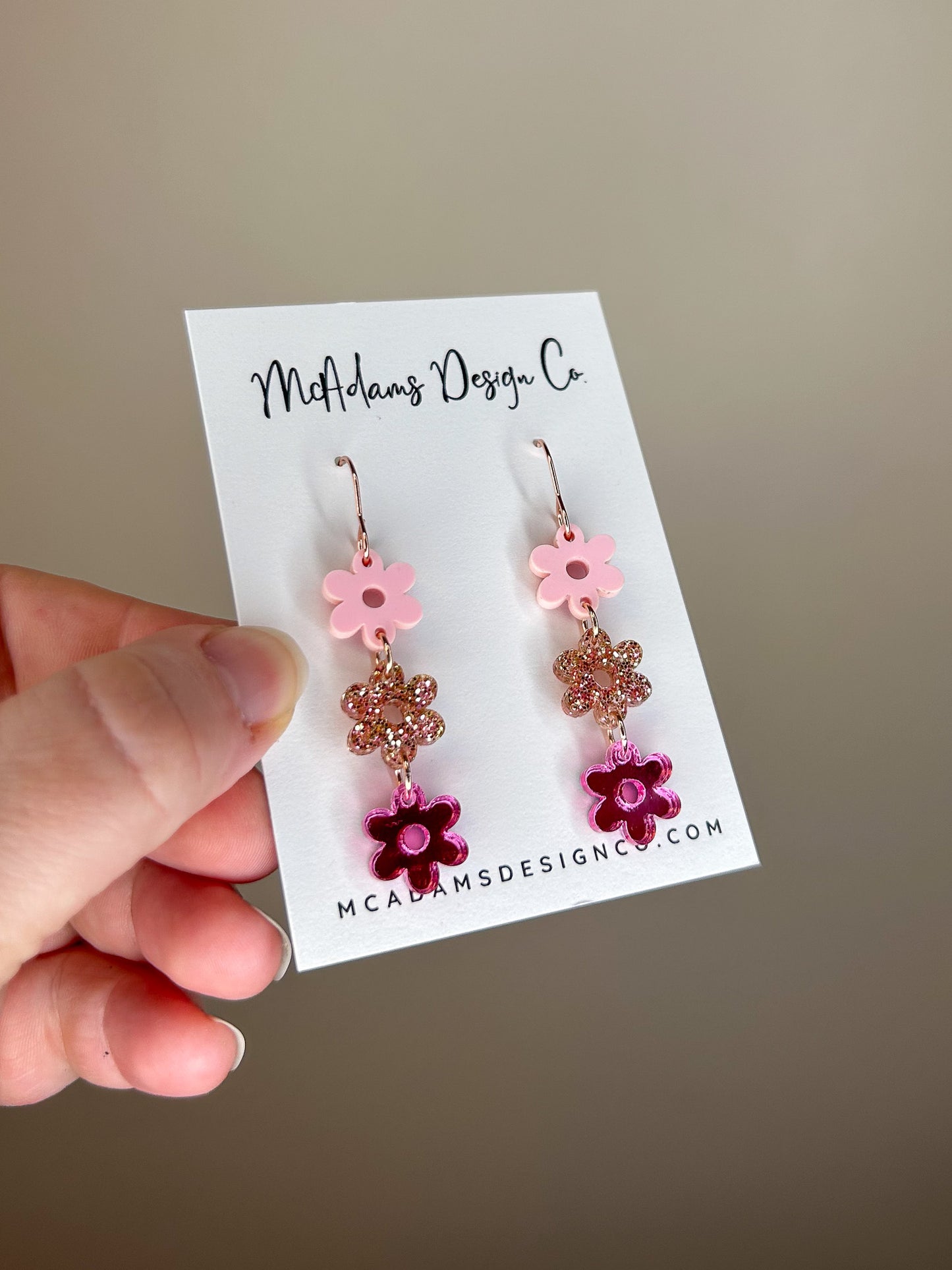 Stacked Pastel Pink Acrylic Earrings