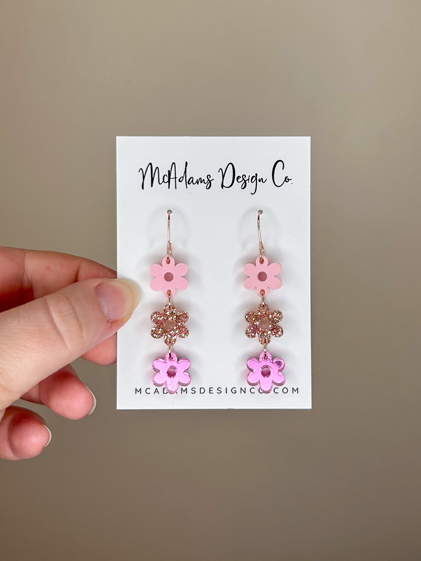 Stacked Pastel Pink Acrylic Earrings
