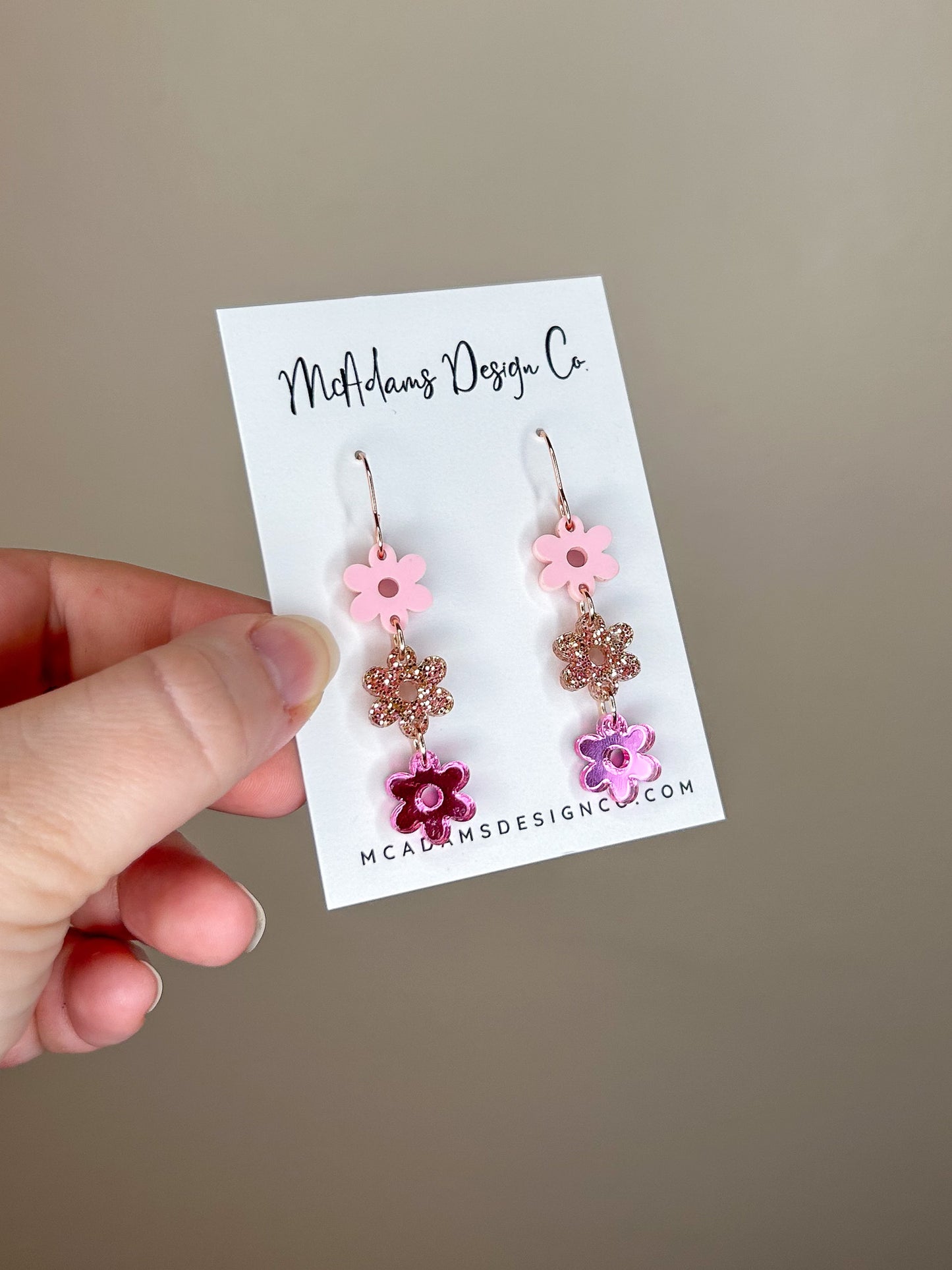 Stacked Pastel Pink Acrylic Earrings