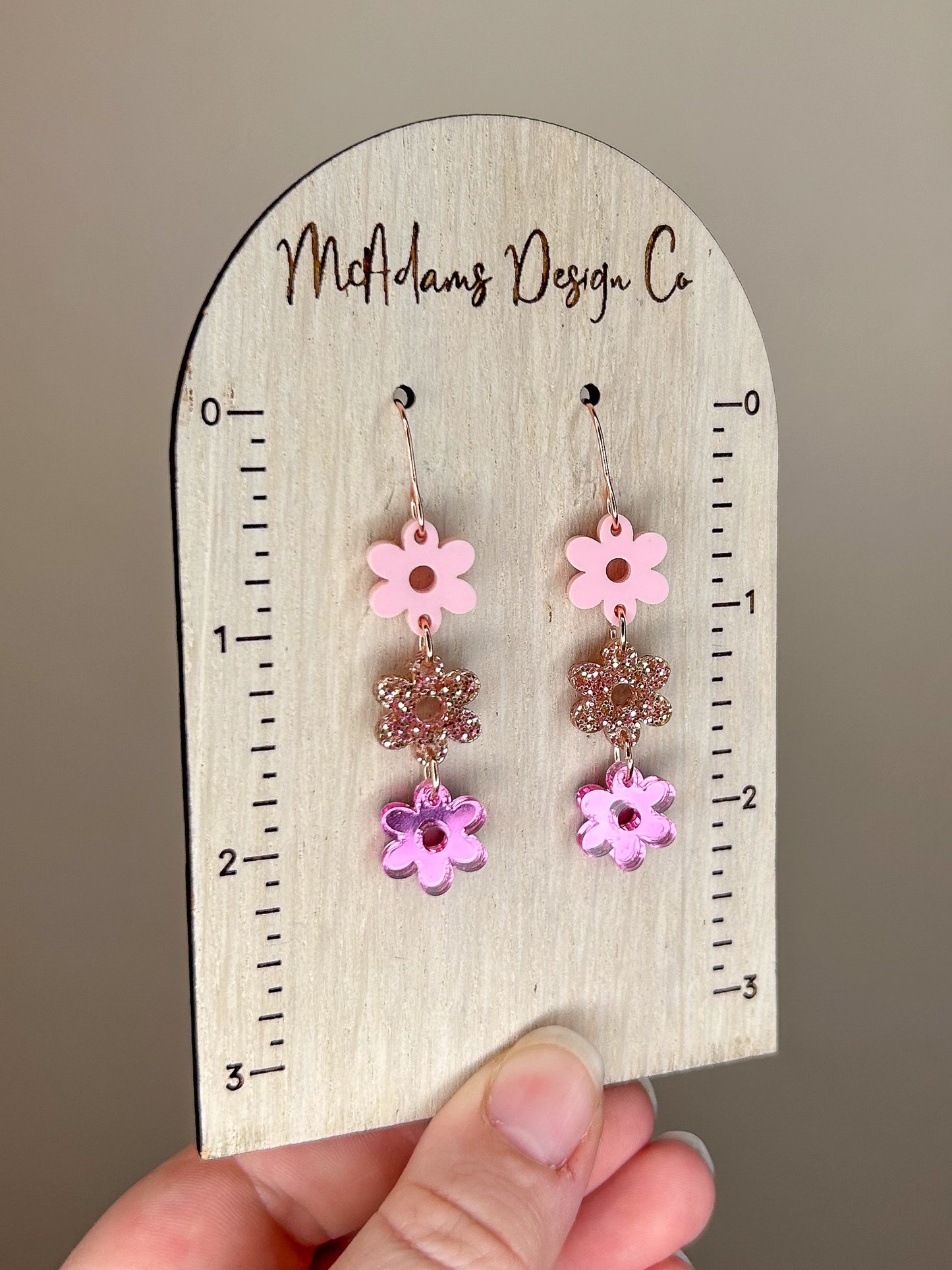 Stacked Pastel Pink Acrylic Earrings