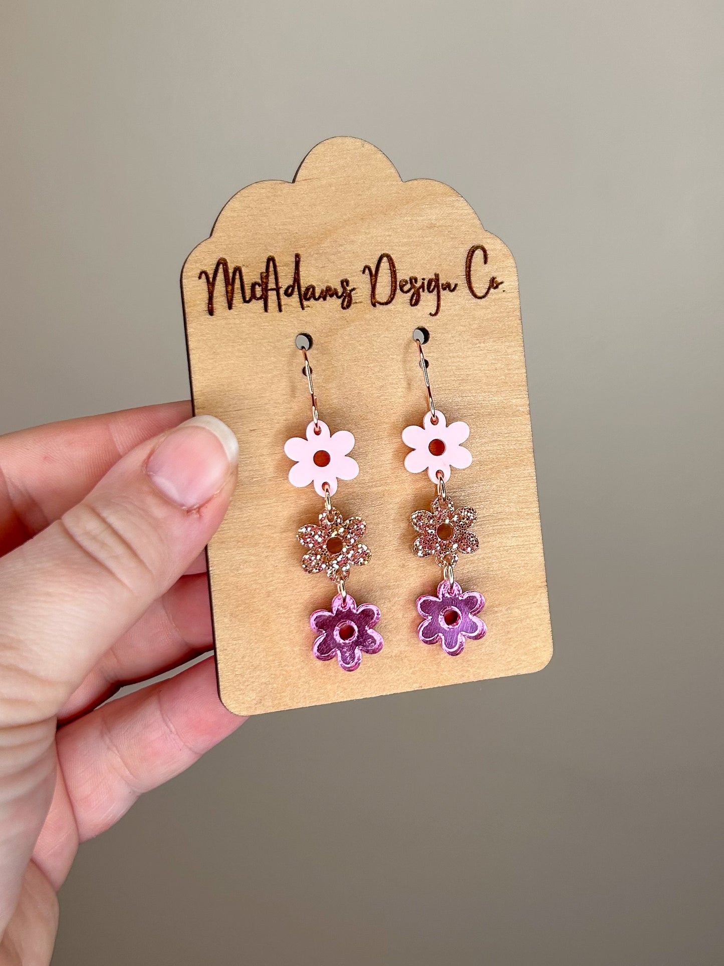 Stacked Pastel Pink Acrylic Earrings