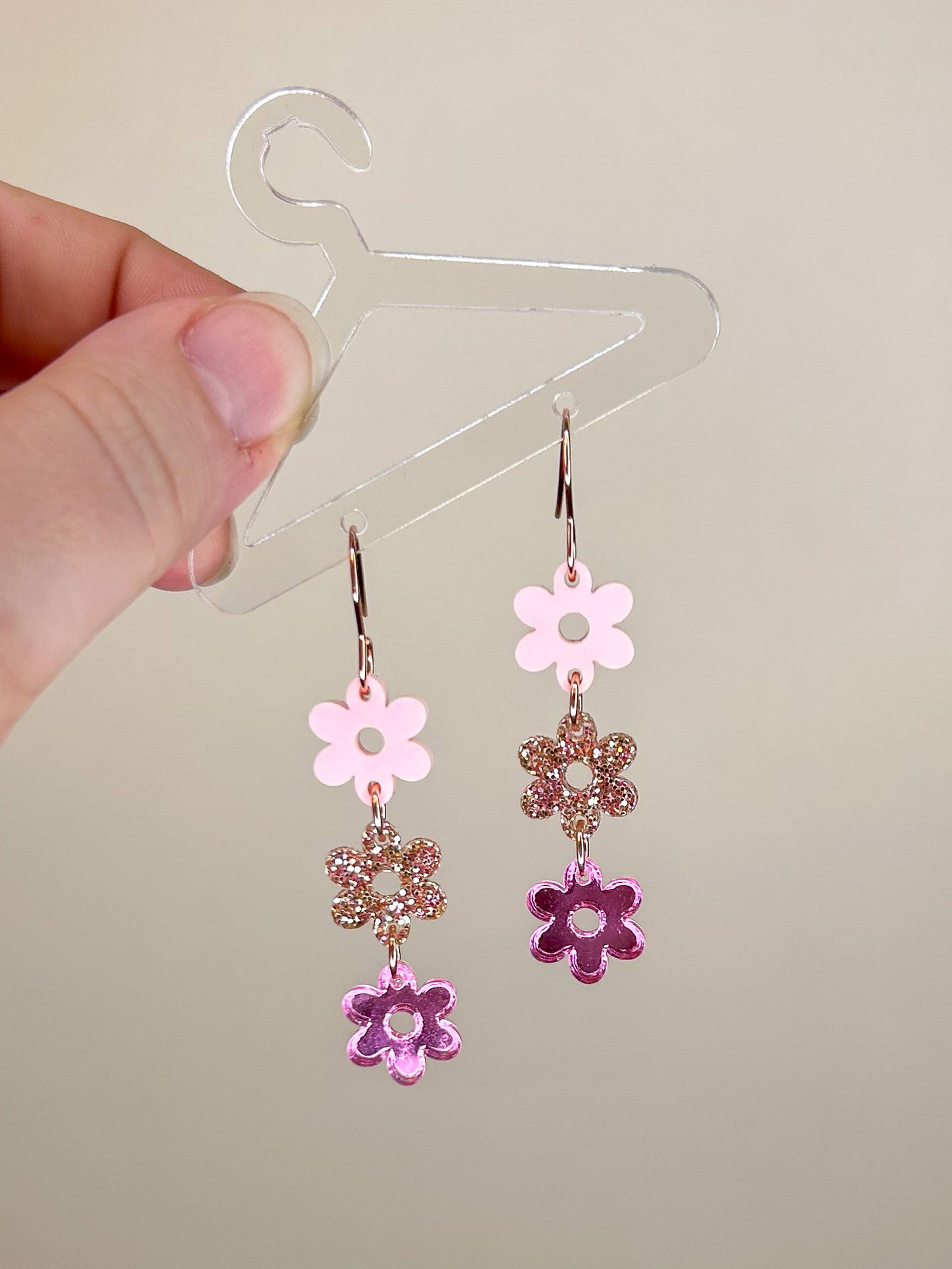 Stacked Pastel Pink Acrylic Earrings