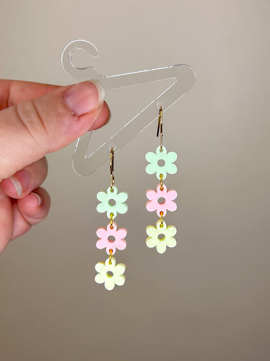 Stacked Pastel Flower Acrylic Earrings