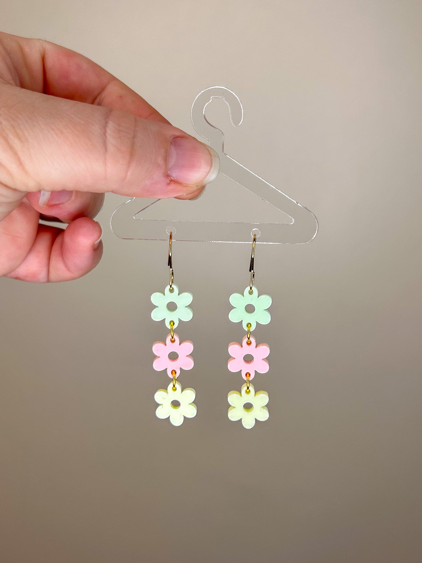 Stacked Pastel Flower Acrylic Earrings