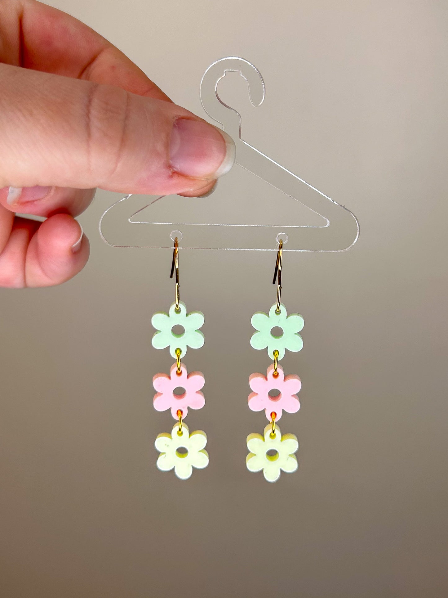 Stacked Pastel Flower Acrylic Earrings