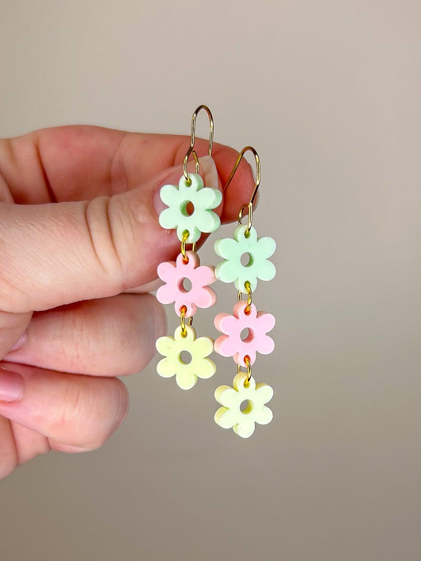 Stacked Pastel Flower Acrylic Earrings