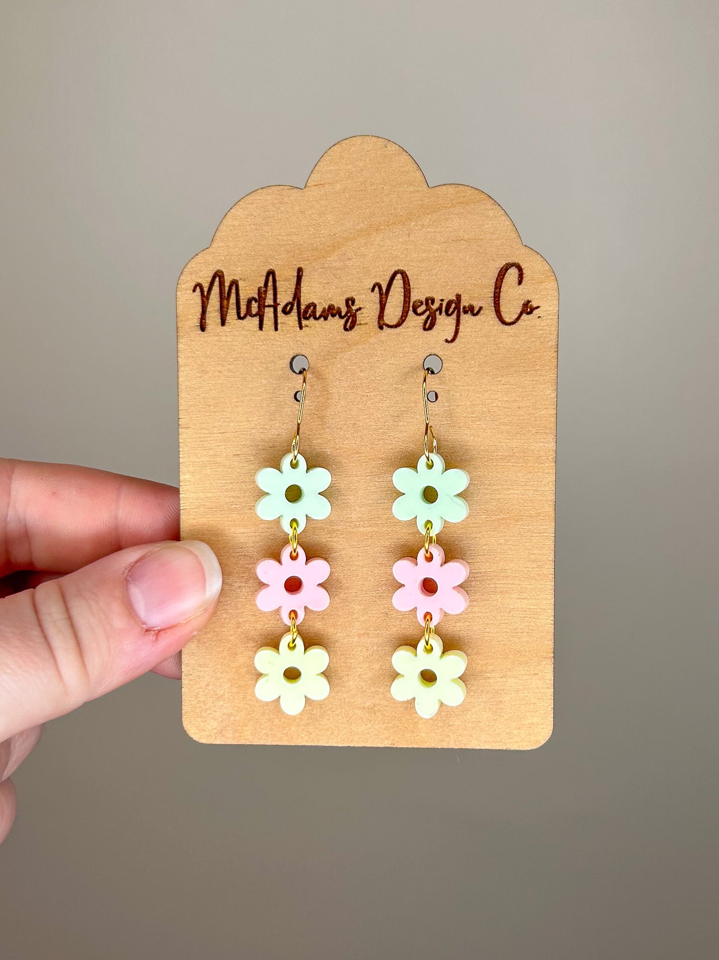 Stacked Pastel Flower Acrylic Earrings