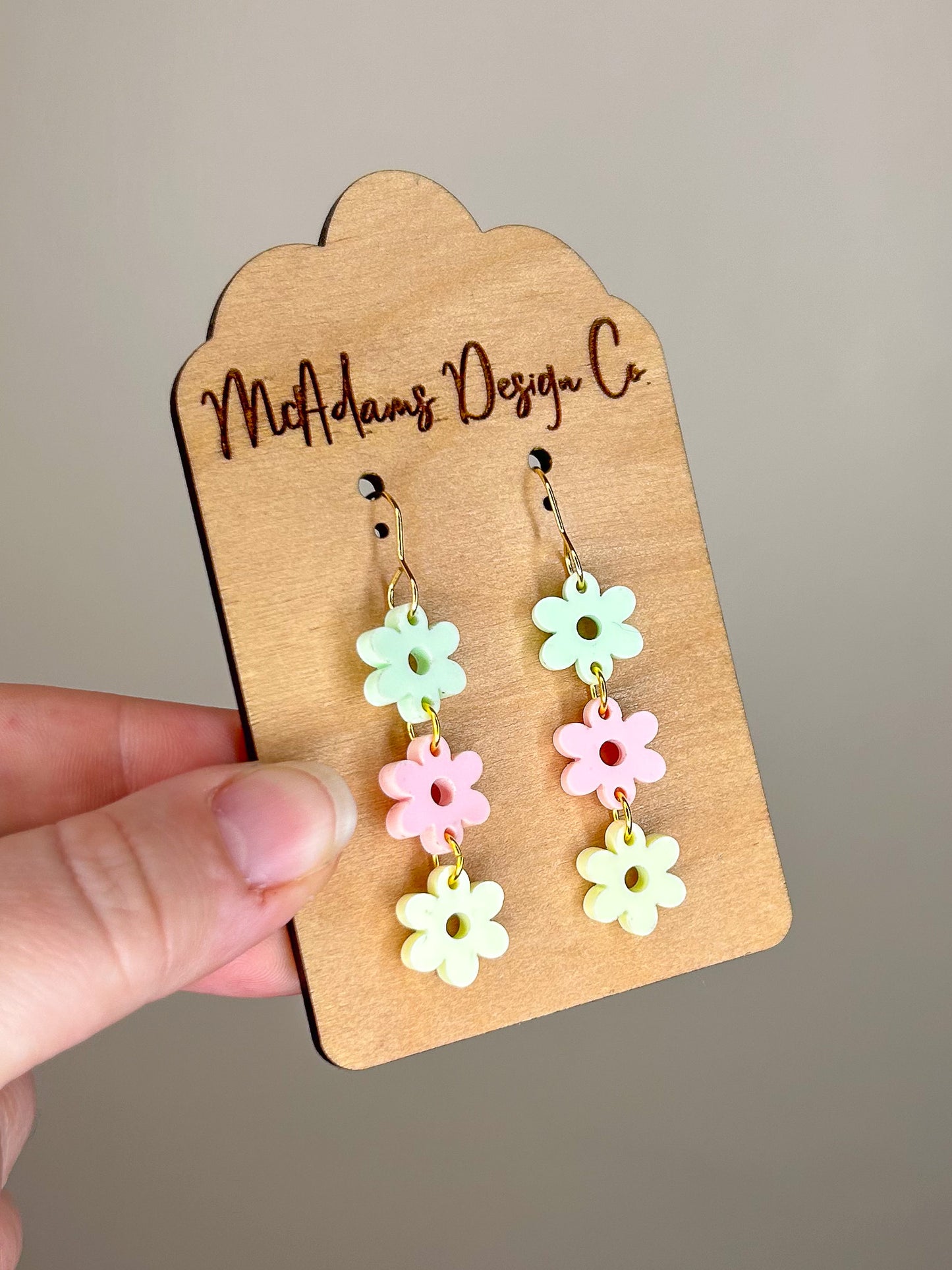 Stacked Pastel Flower Acrylic Earrings