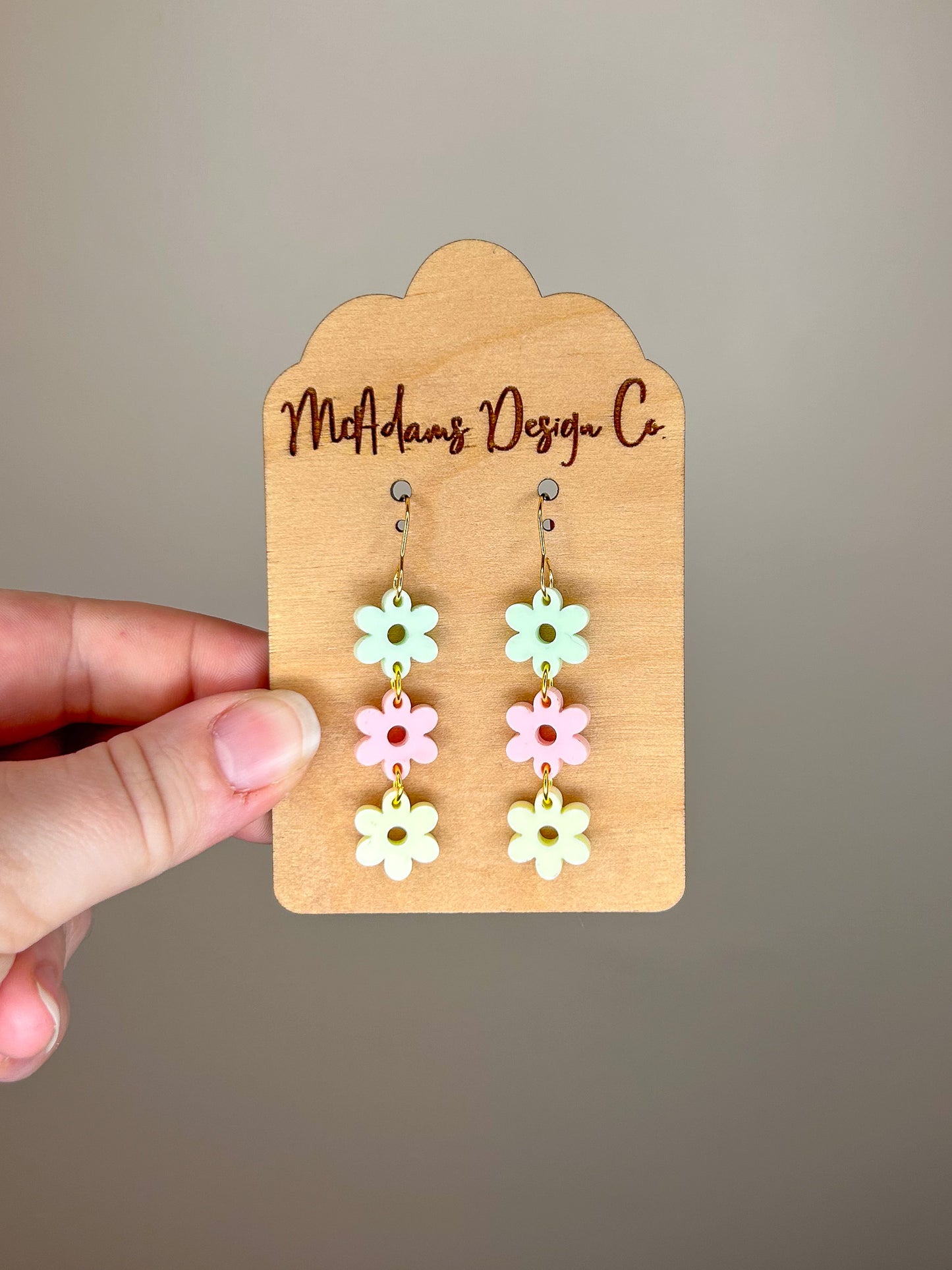 Stacked Pastel Flower Acrylic Earrings