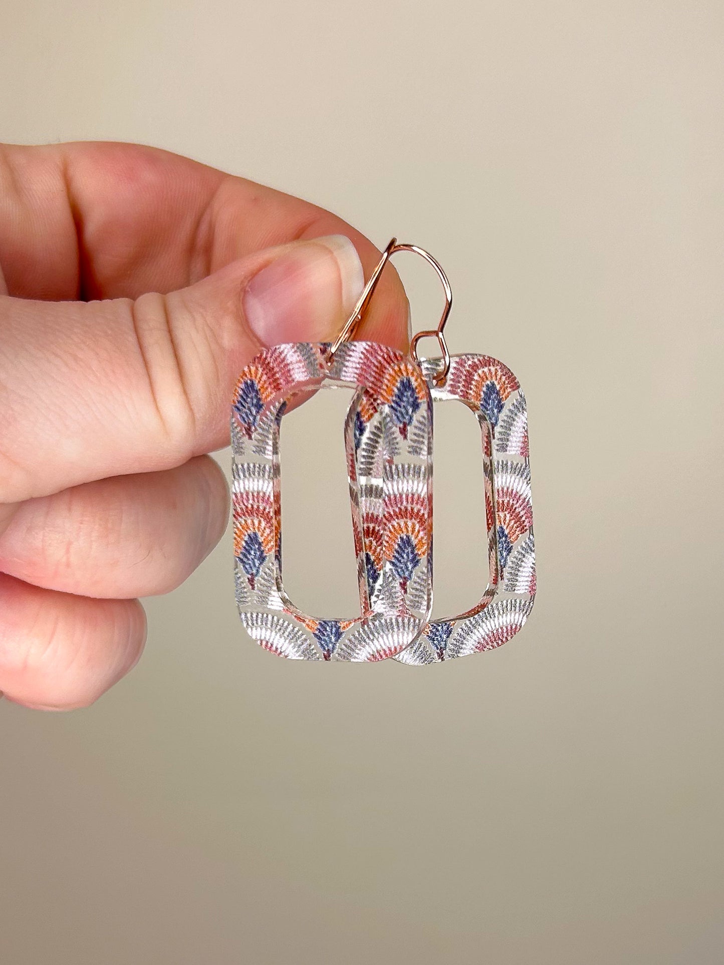 Boho Square Hoops Acrylic Earrings