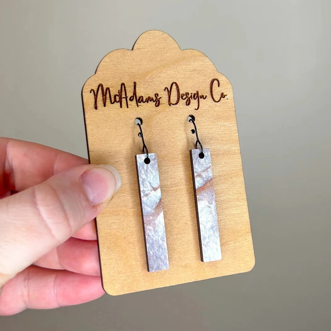 Wooden Mother of Pearl Bar Earrings (5 Pairs)