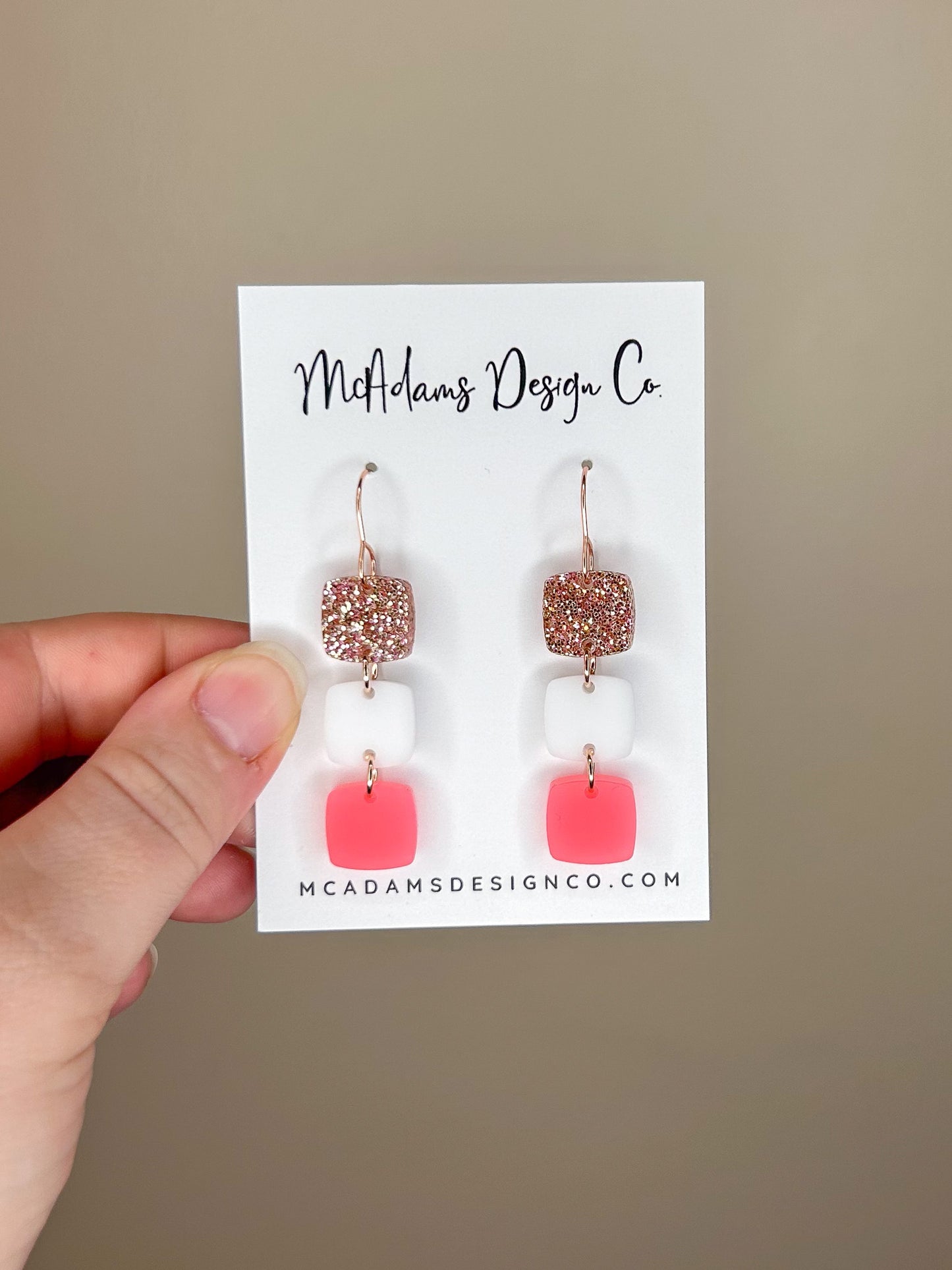 Stacked Pink Acrylic Earrings