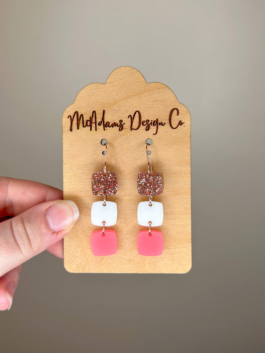 Stacked Pink Acrylic Earrings