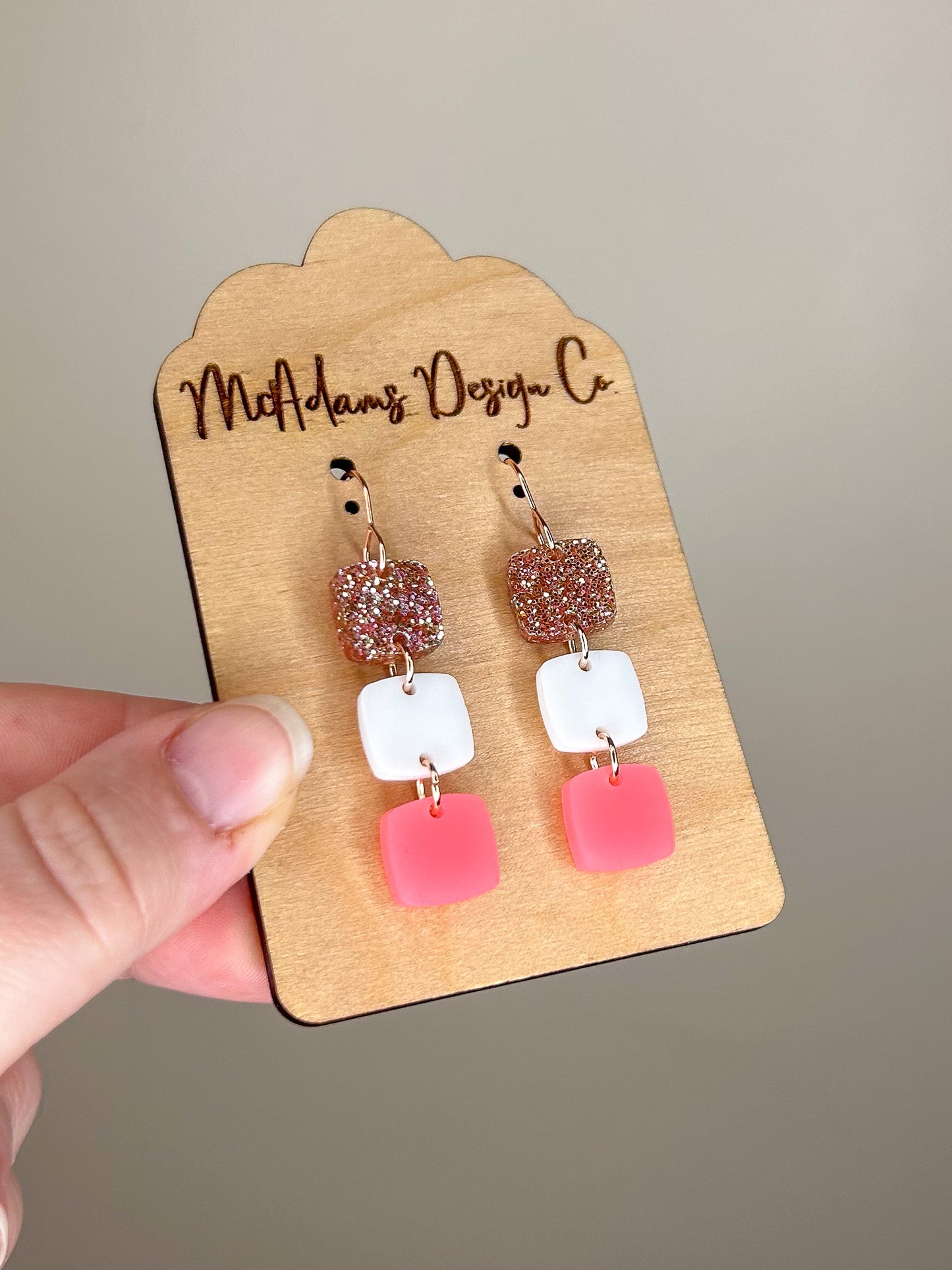Stacked Pink Acrylic Earrings