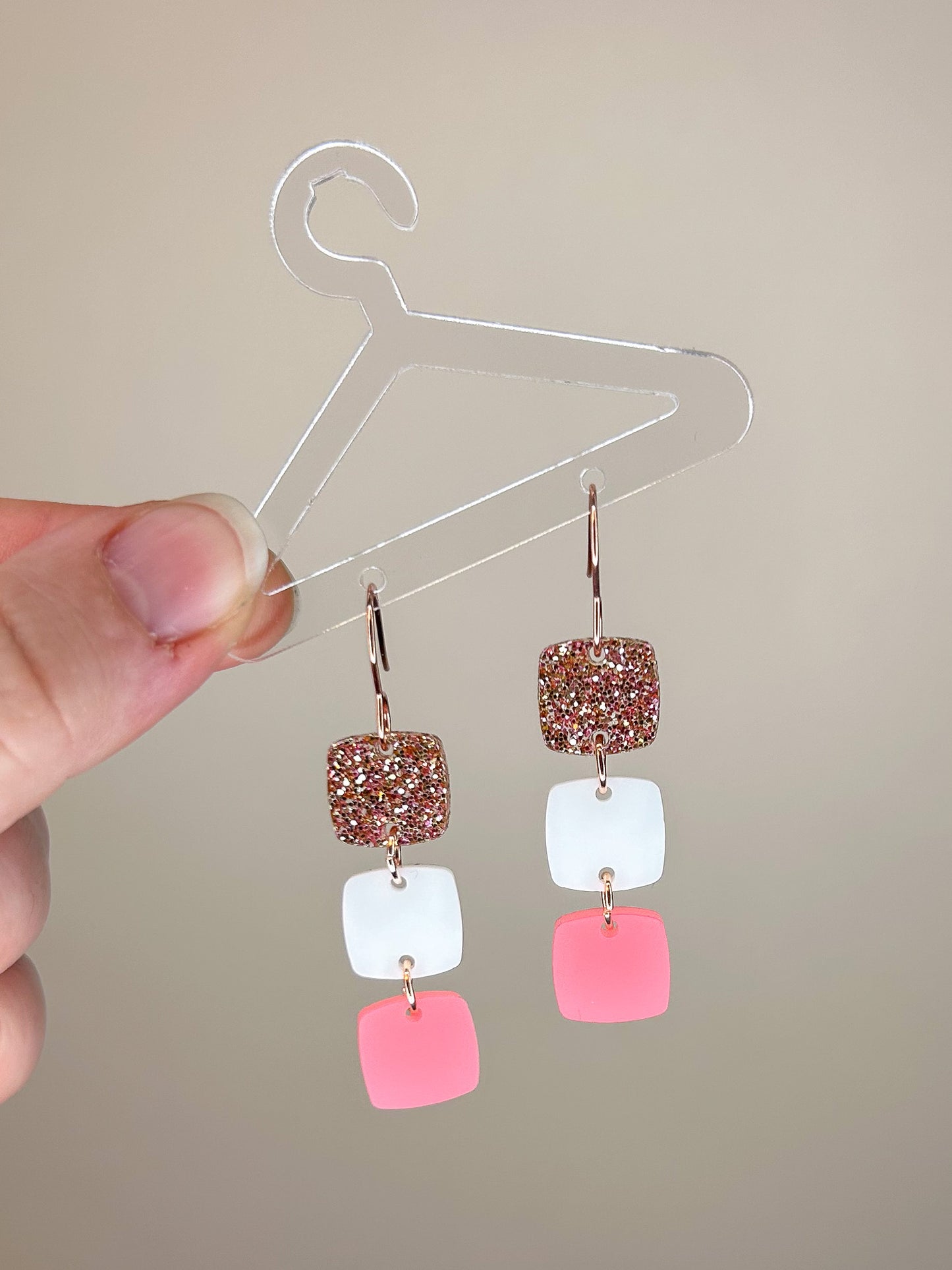 Stacked Pink Acrylic Earrings