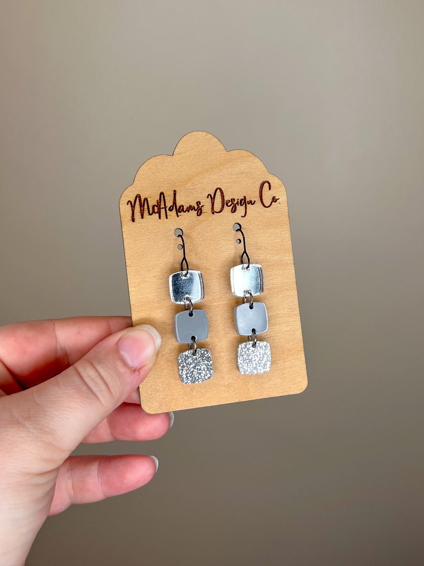 Stacked Silver Acrylic Earrings