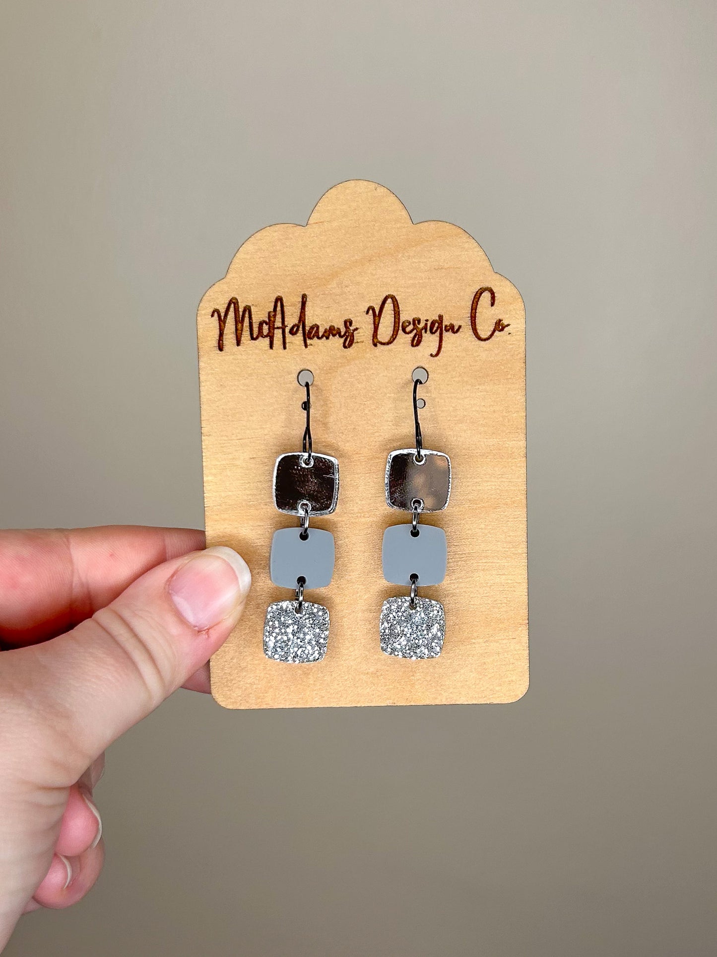 Stacked Silver Acrylic Earrings