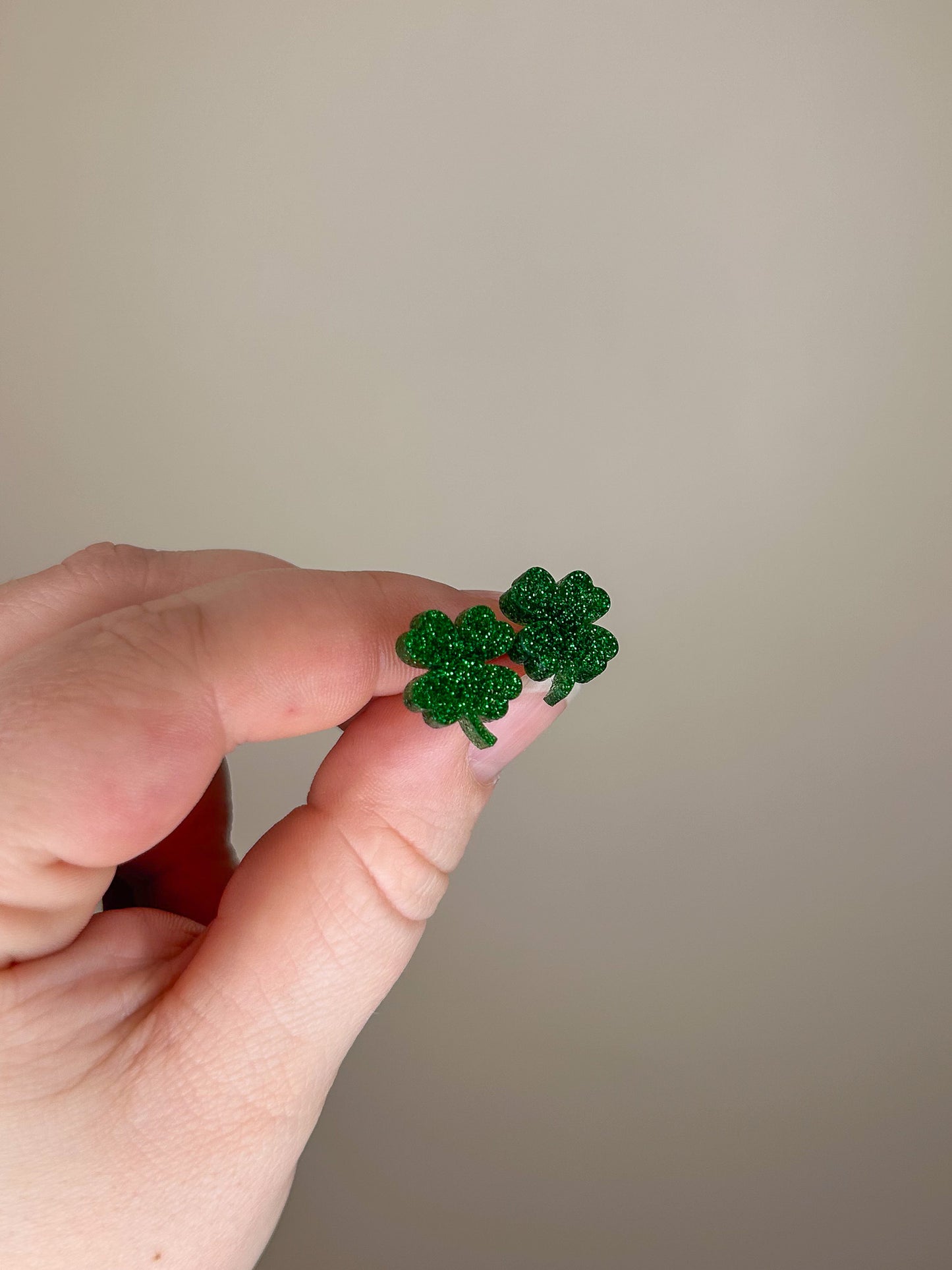 Glitter Four Leaf Clover Acrylic Studs
