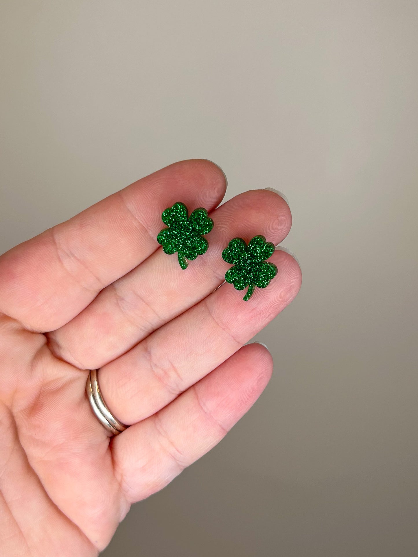Glitter Four Leaf Clover Acrylic Studs