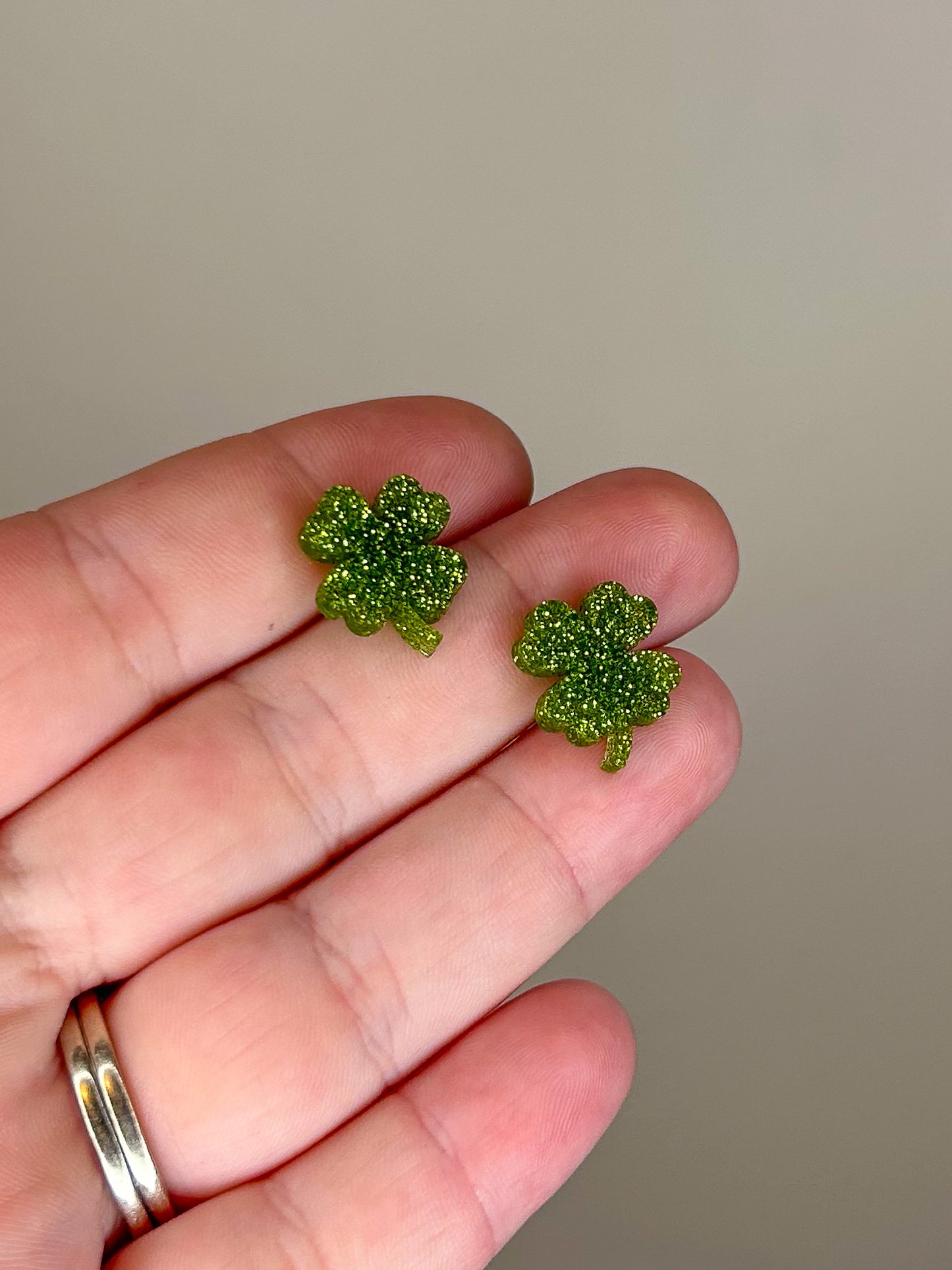 Glitter Four Leaf Clover Acrylic Studs