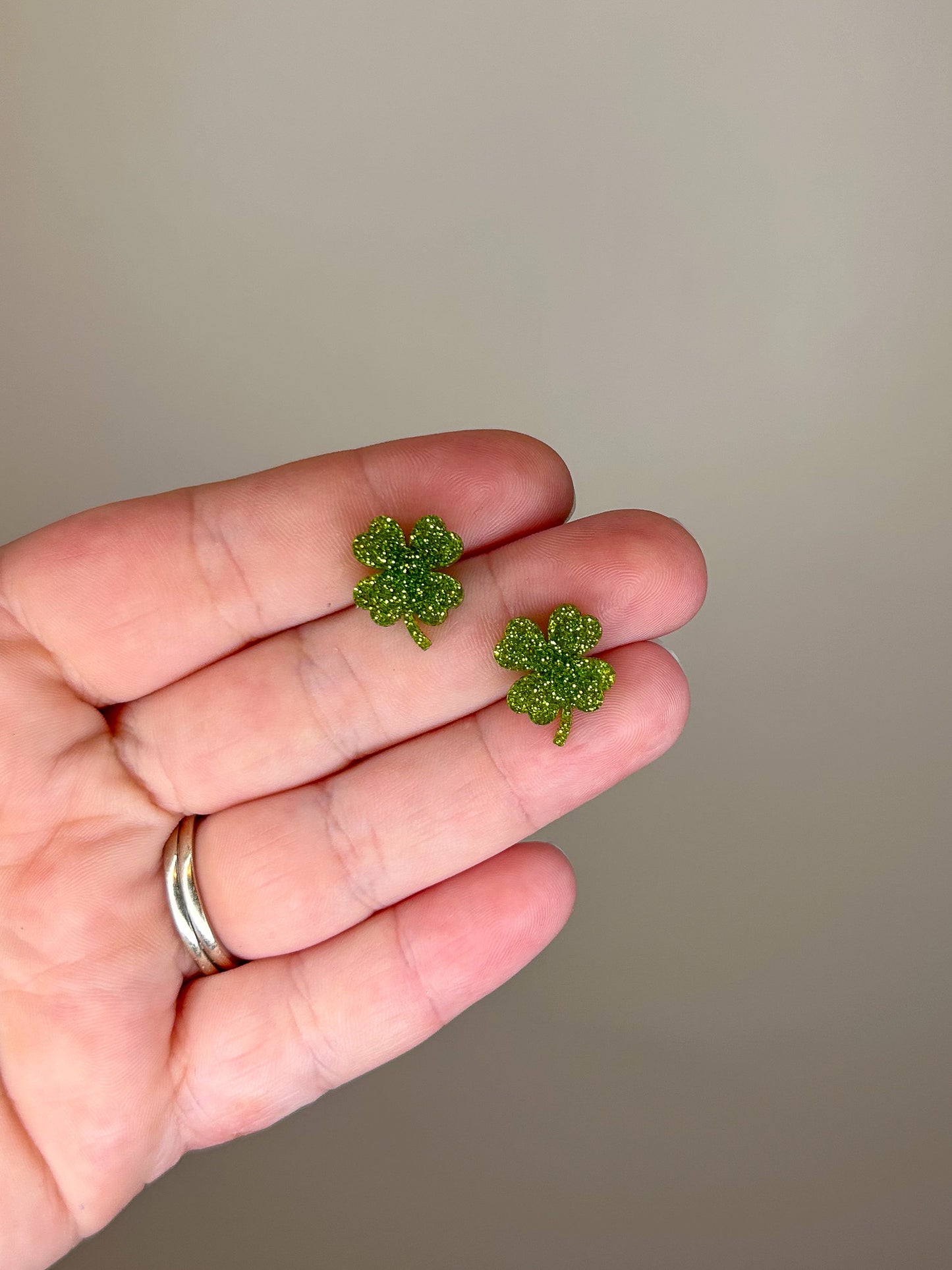 Glitter Four Leaf Clover Acrylic Studs