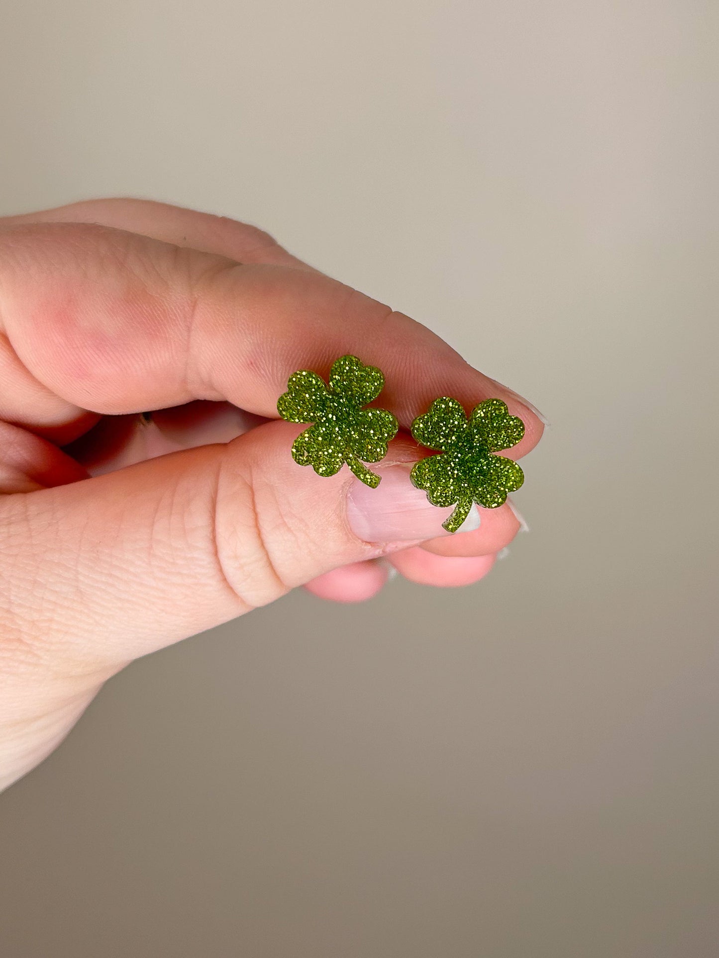 Glitter Four Leaf Clover Acrylic Studs
