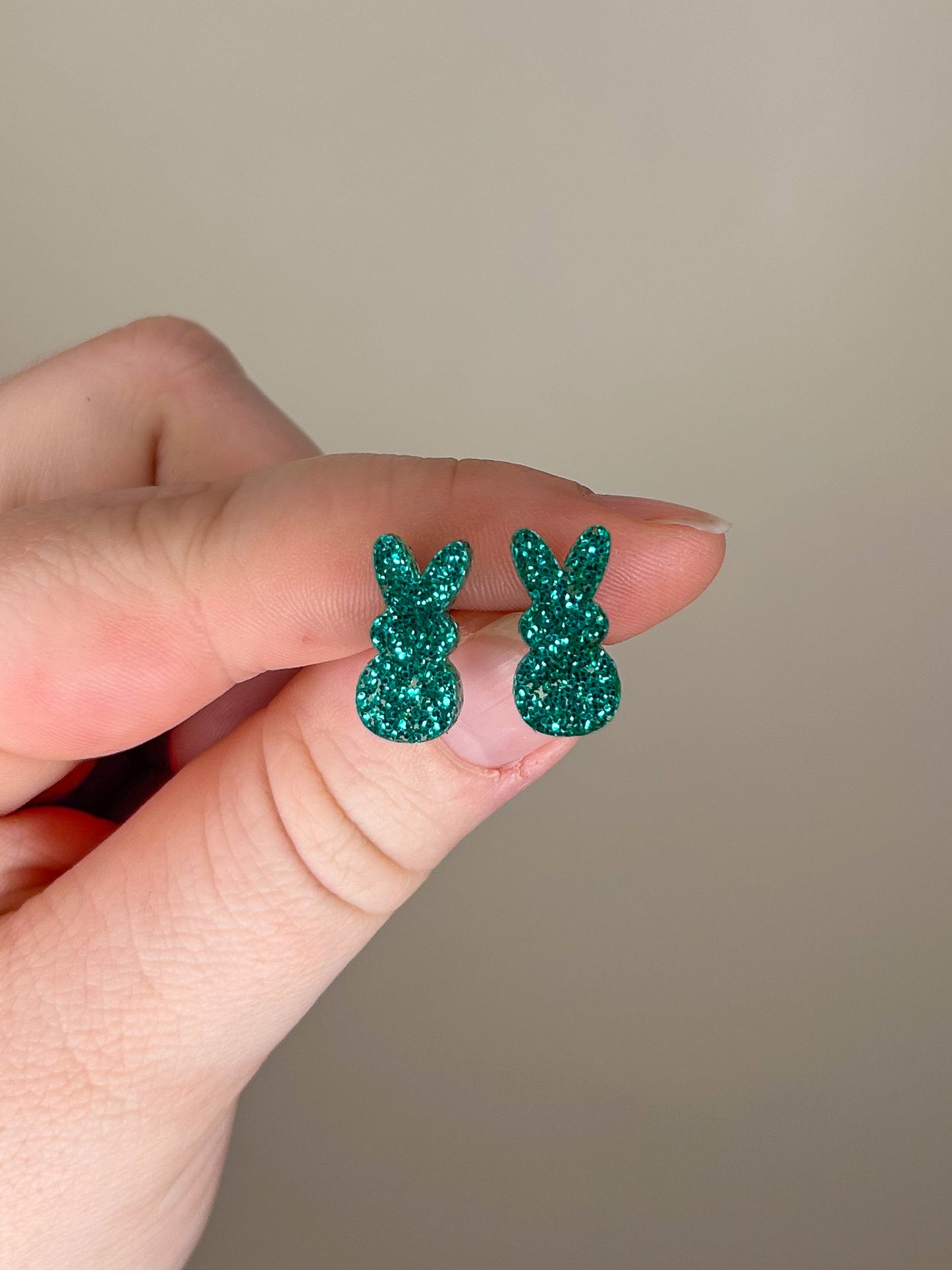 Teal Glitter Peep Acrylic Studs